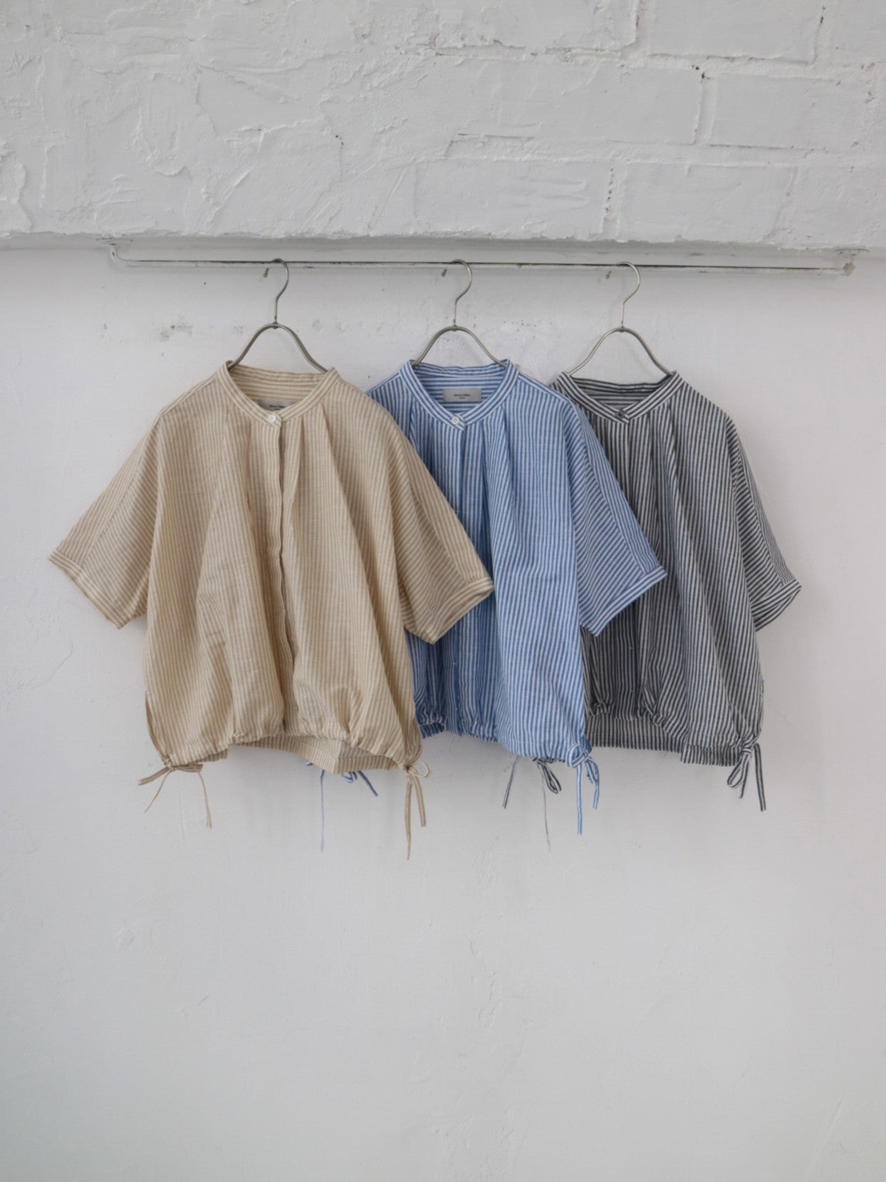 doux bleu リネンコットン ストライプシャツ DB-2623-080