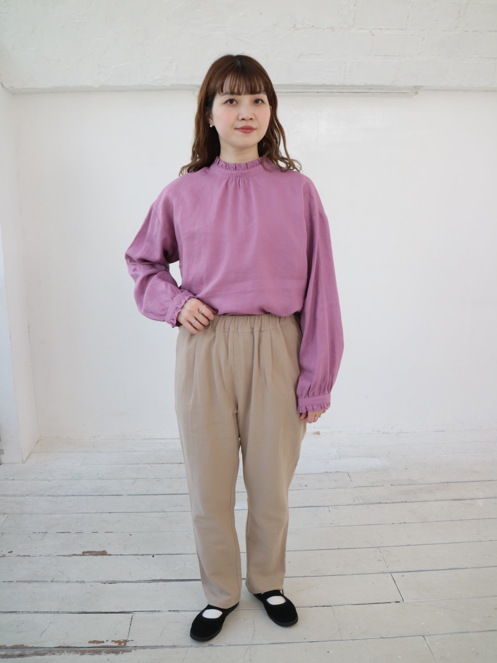 YARRA リネンコットン起毛テーパードパンツ YR-1545-219