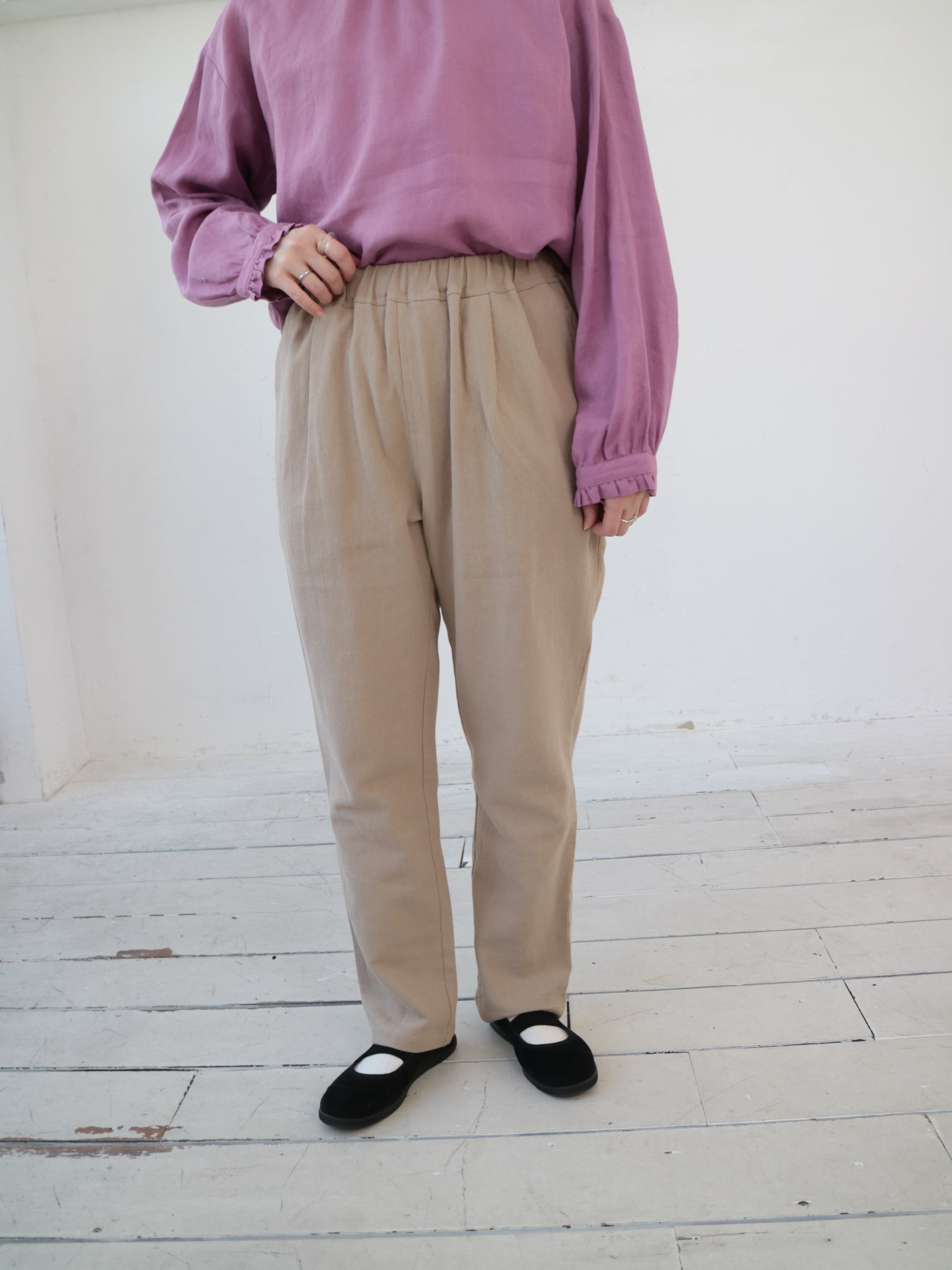 YARRA リネンコットン起毛テーパードパンツ YR-1545-219