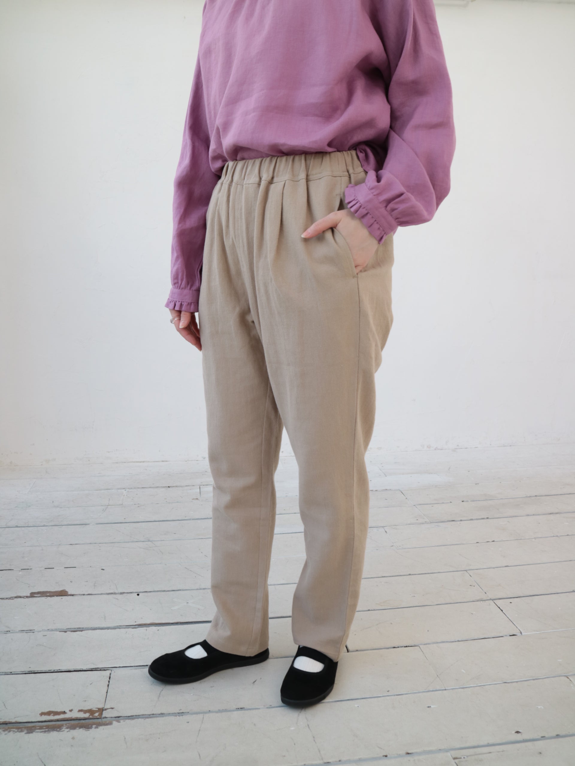 YARRA リネンコットン起毛テーパードパンツ YR-1545-219