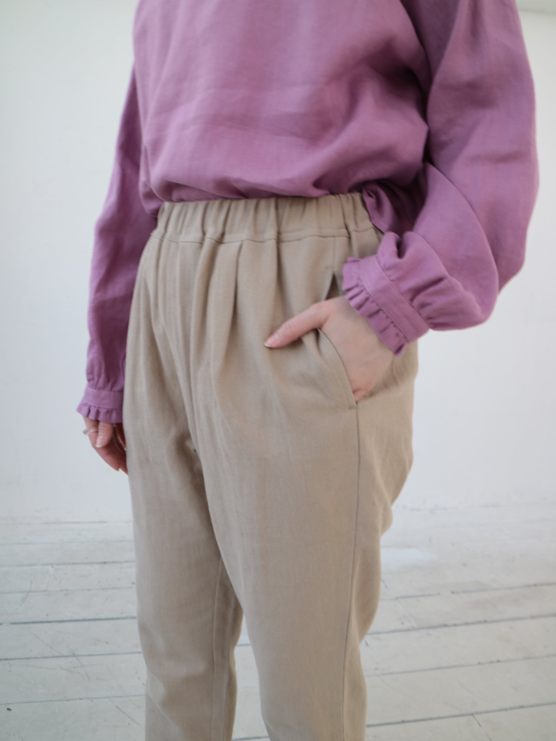 YARRA リネンコットン起毛テーパードパンツ YR-1545-219