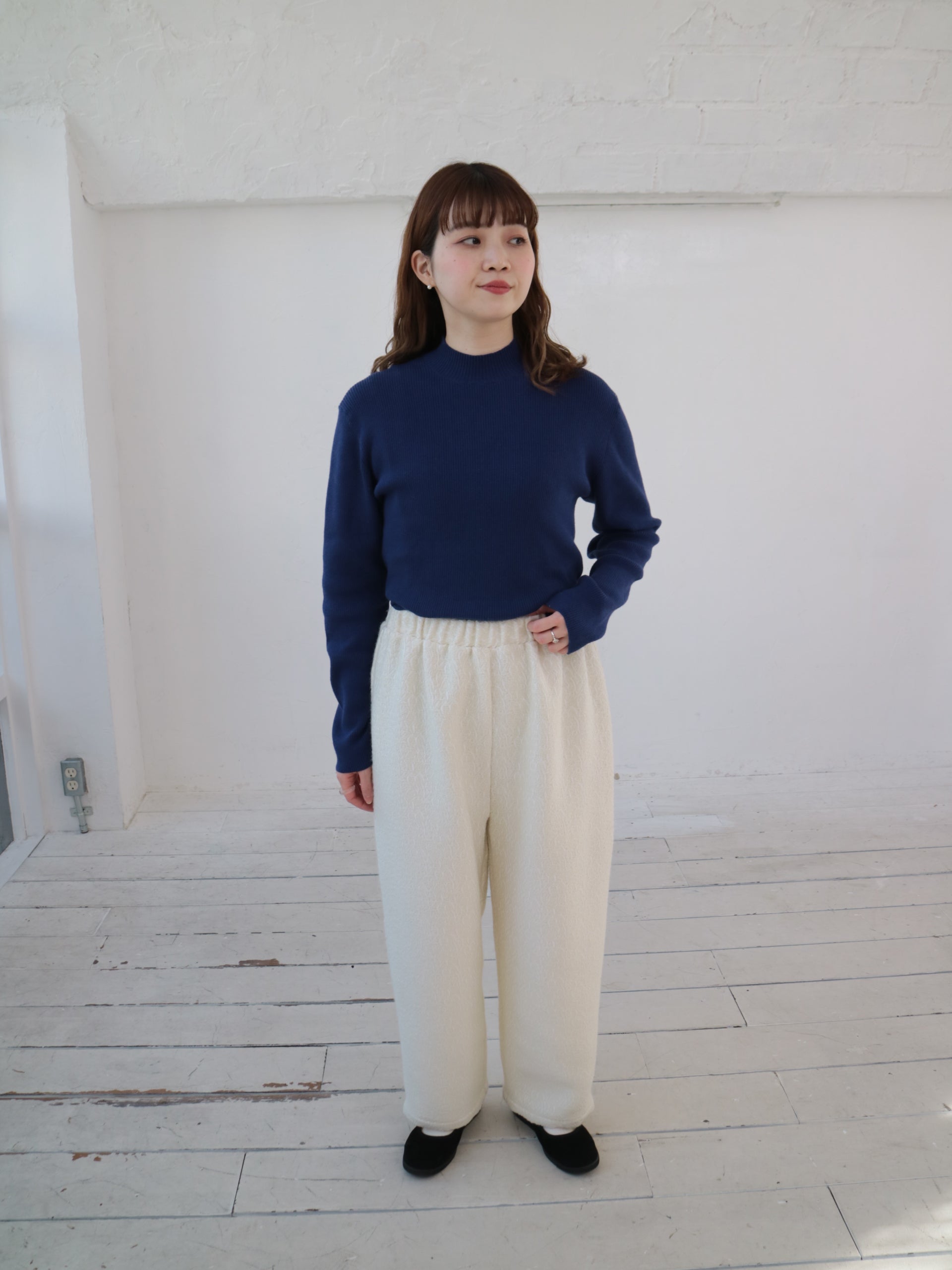 YARRA 綿カシミヤハイネックリブニット YR-1542-229