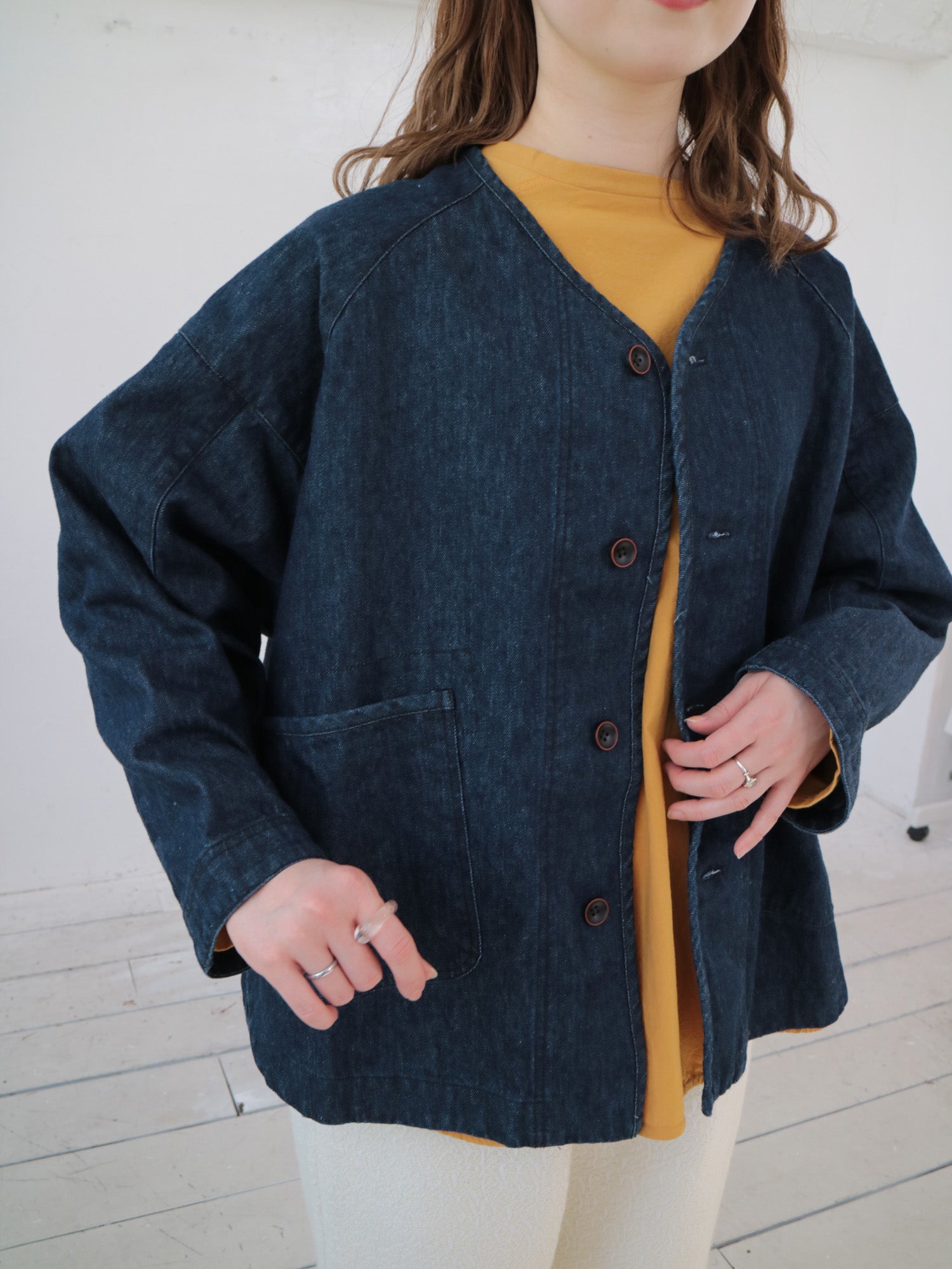 【再生産】YARRA リネン混ドルマンデニムジャケット YR-1547-237
