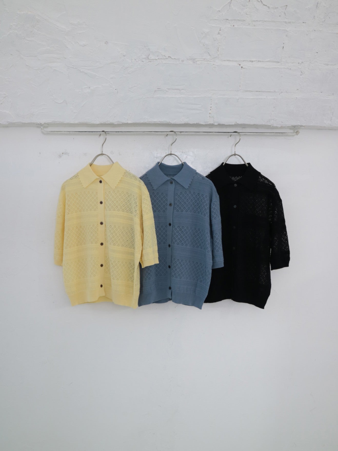 doux bleu オープンワーク 半袖ニットシャツ DB-2622-045