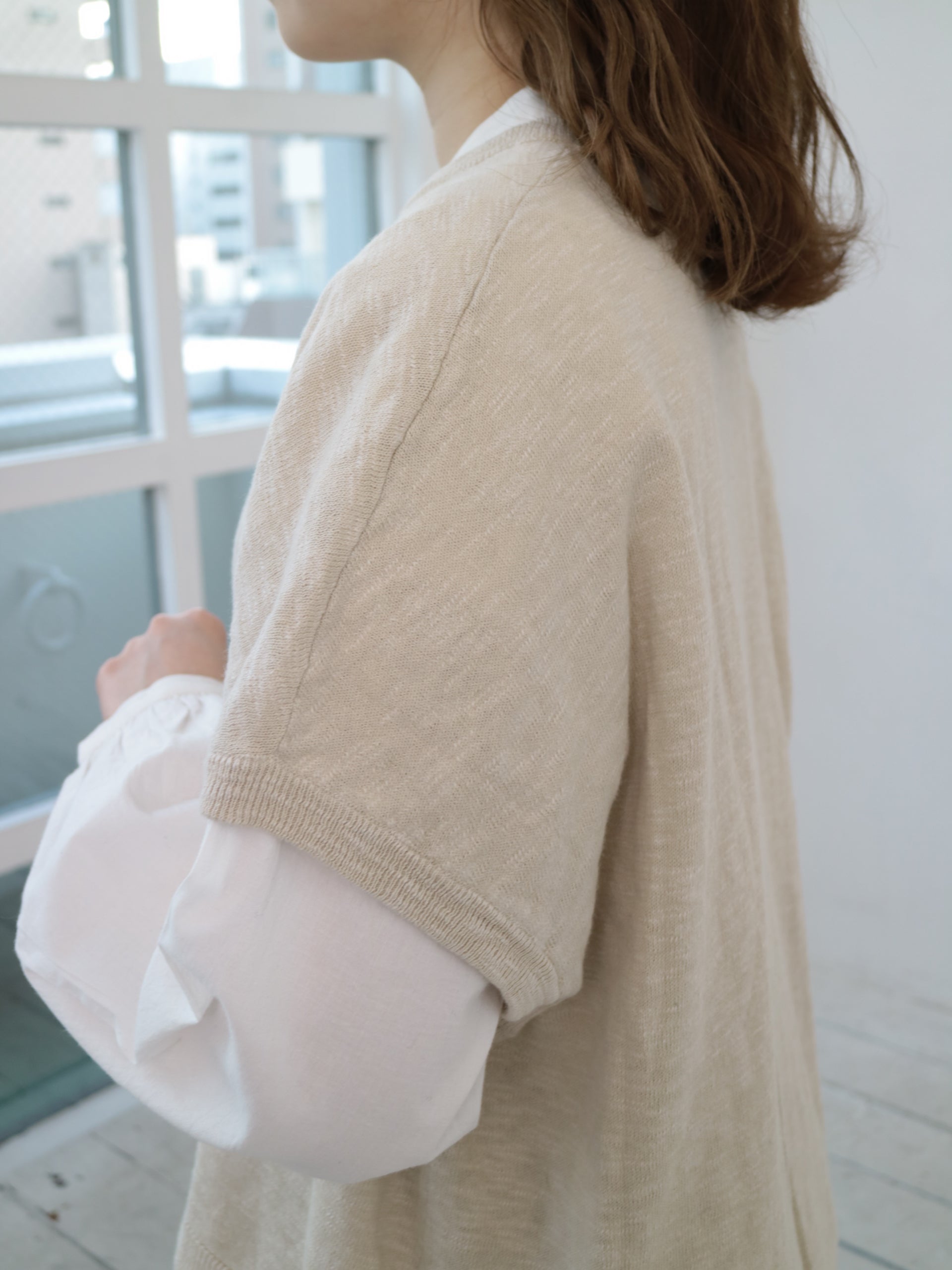 YARRA リネンコットンスリットニットベスト YR-1548-204