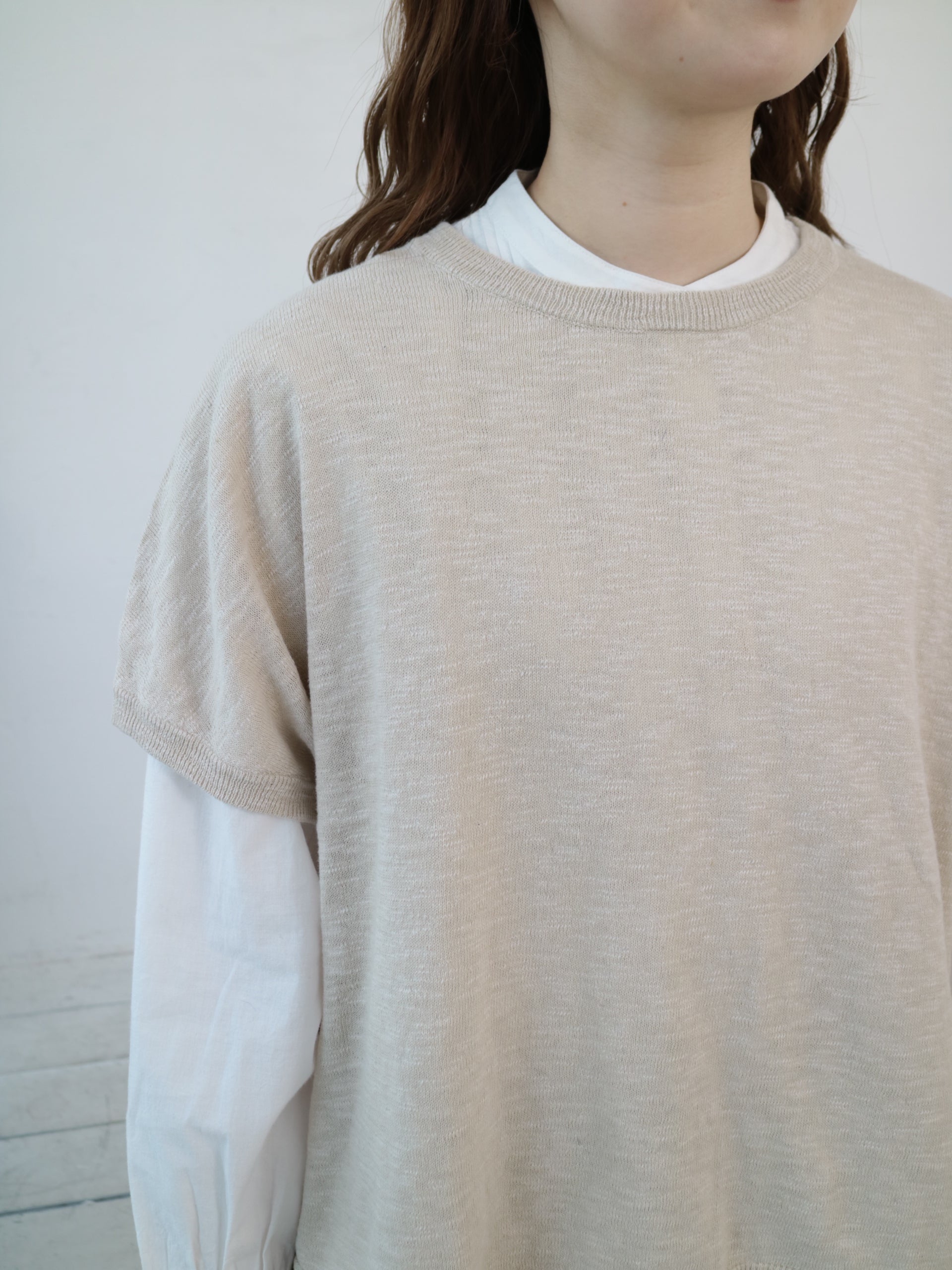 YARRA リネンコットンスリットニットベスト YR-1548-204