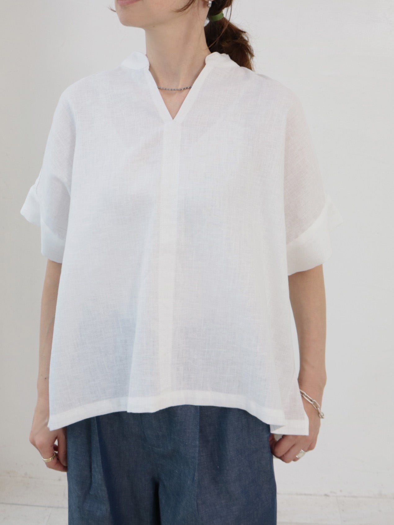 doux bleu コットンリネン スキッパーシャツ DB-2623-081