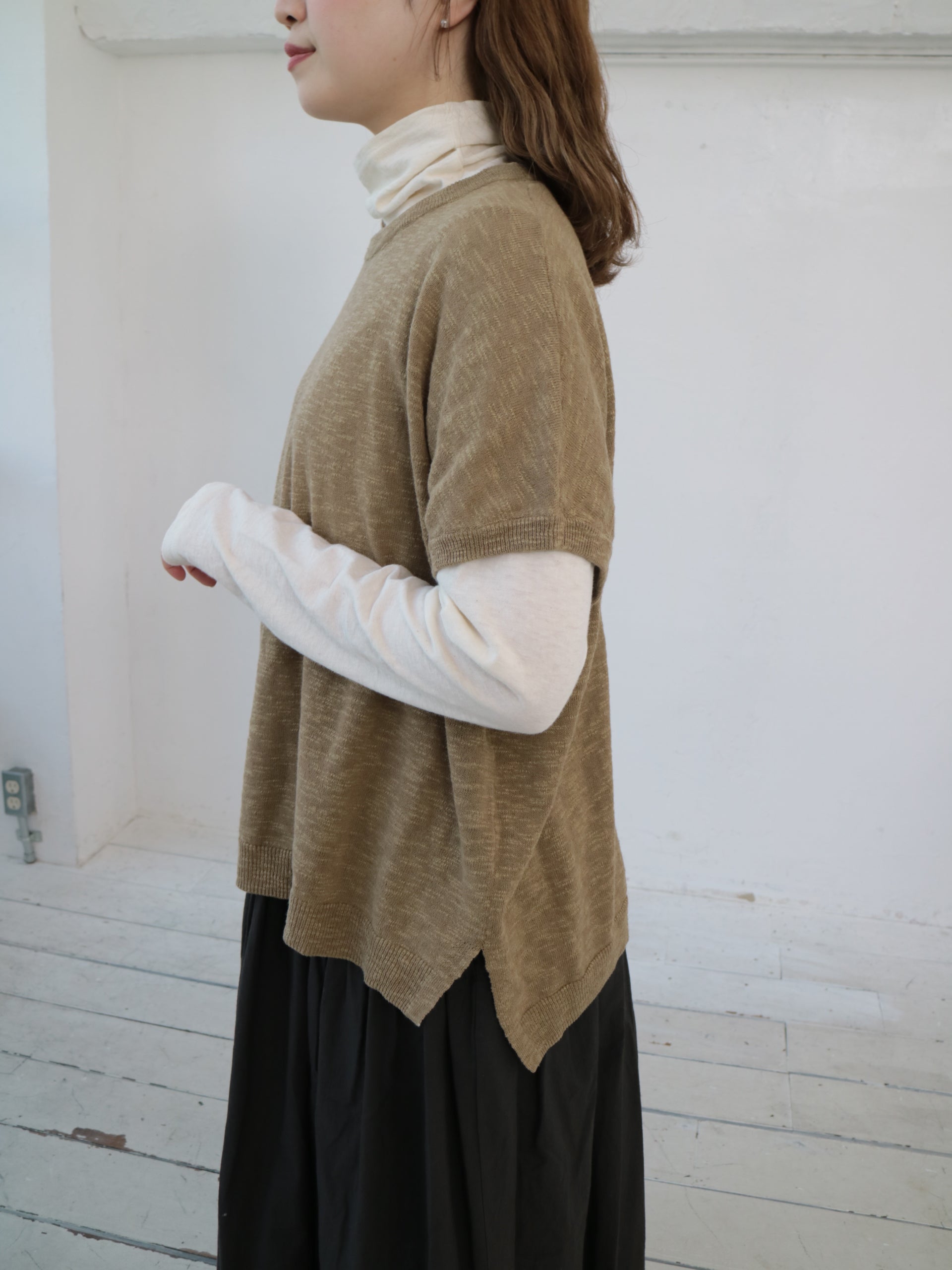 YARRA リネンコットンスリットニットベスト YR-1548-204