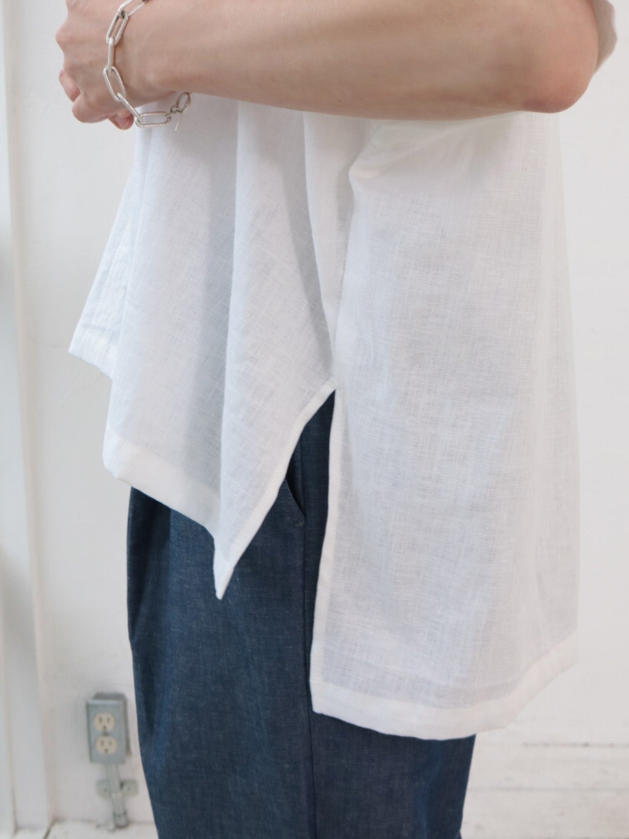 doux bleu コットンリネン スキッパーシャツ DB-2623-081