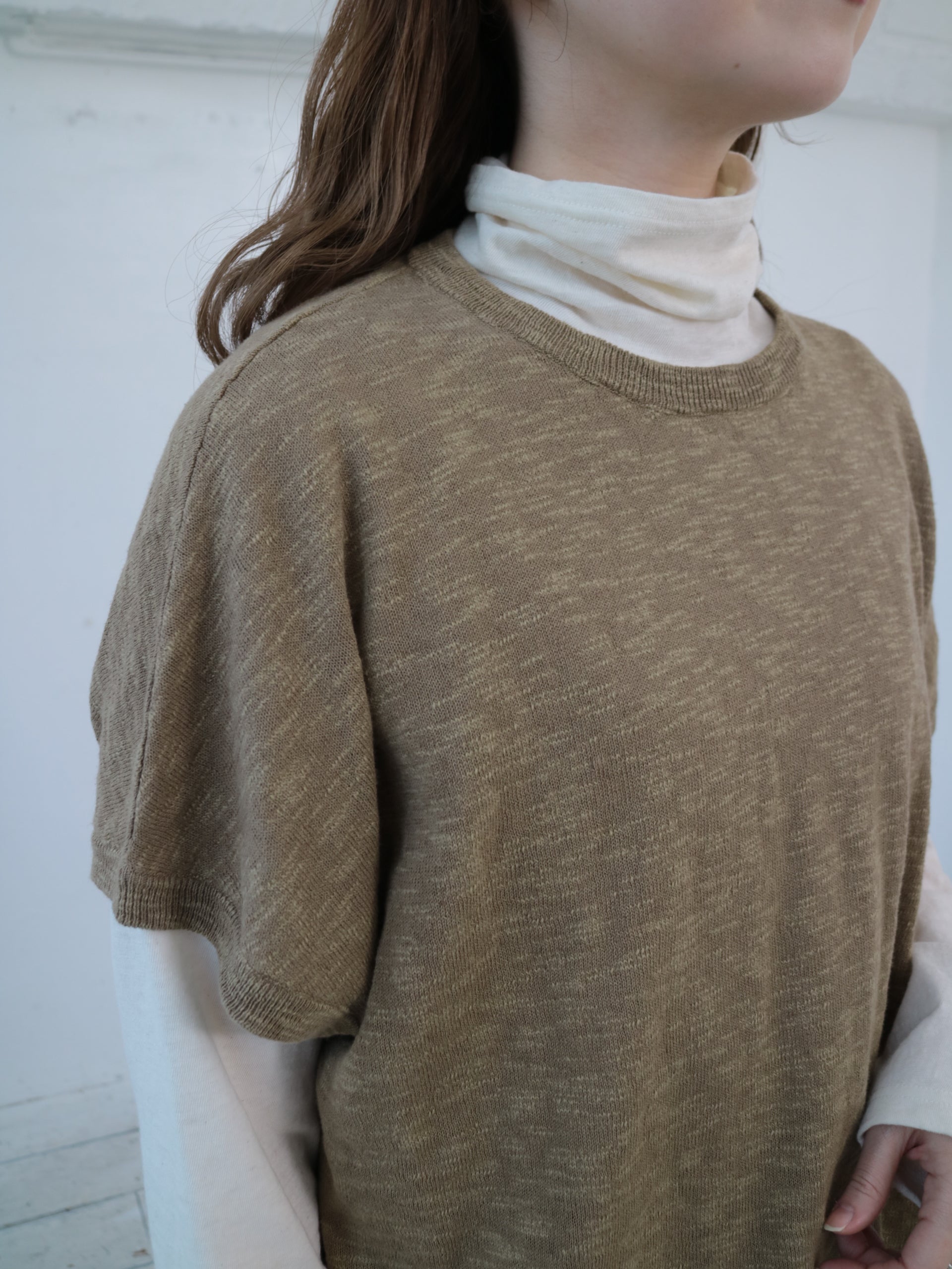 YARRA リネンコットンスリットニットベスト YR-1548-204