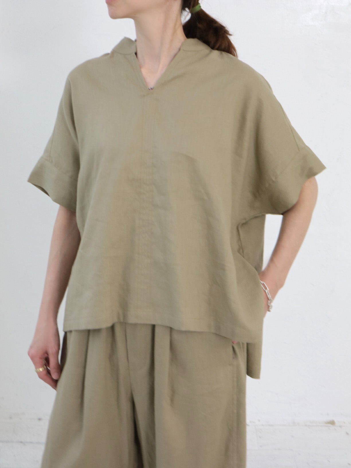 doux bleu コットンリネン スキッパーシャツ DB-2623-081