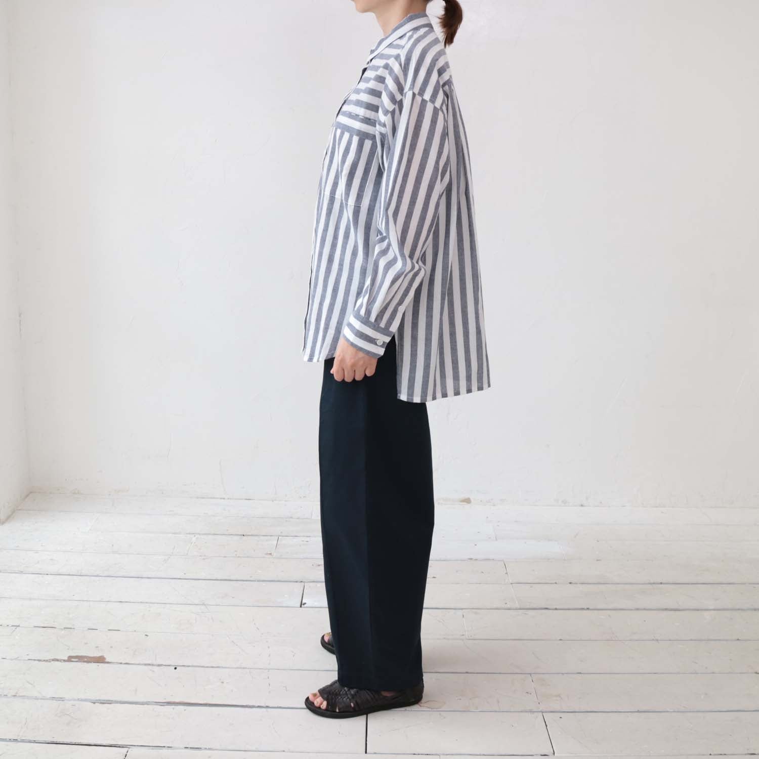 doux bleu ストライプボックスワイドシャツ DB-2413-007