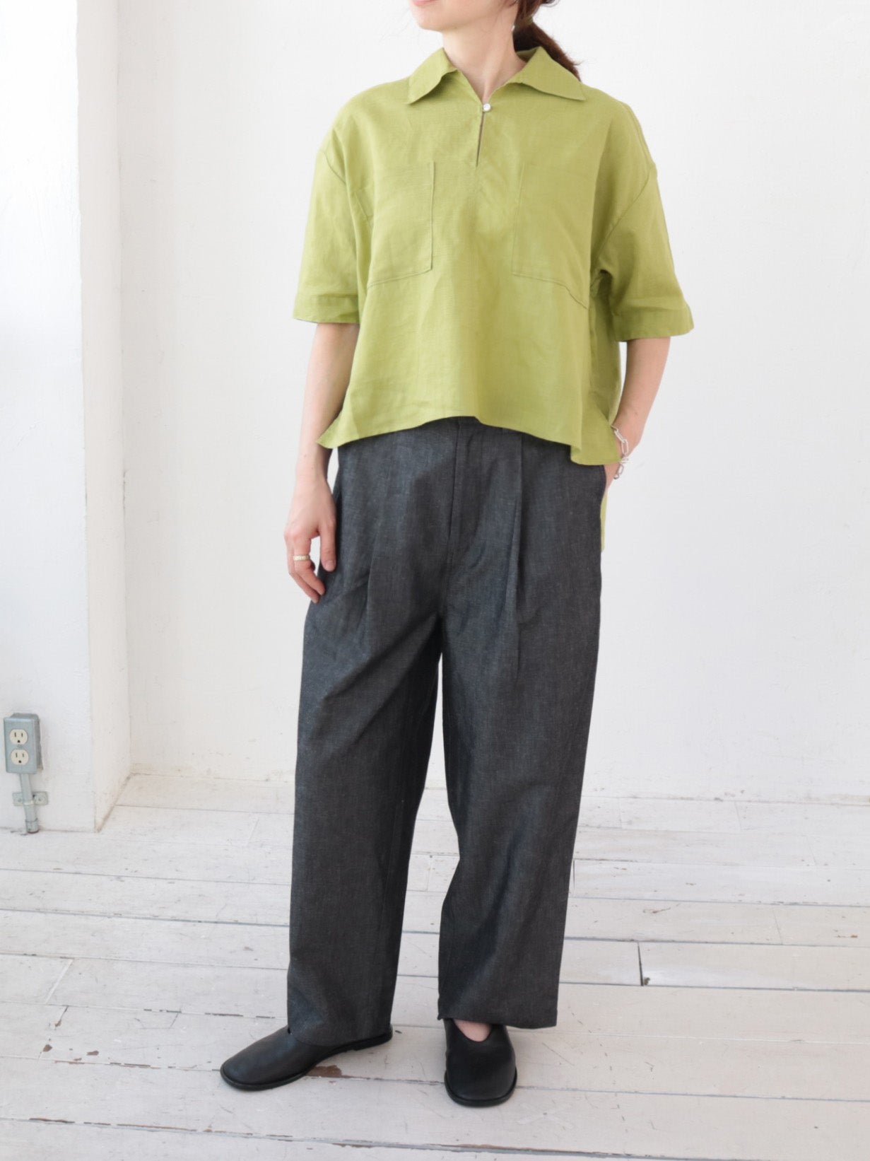 doux bleu シアーラミー スキッパーブラウス DB-2623-057