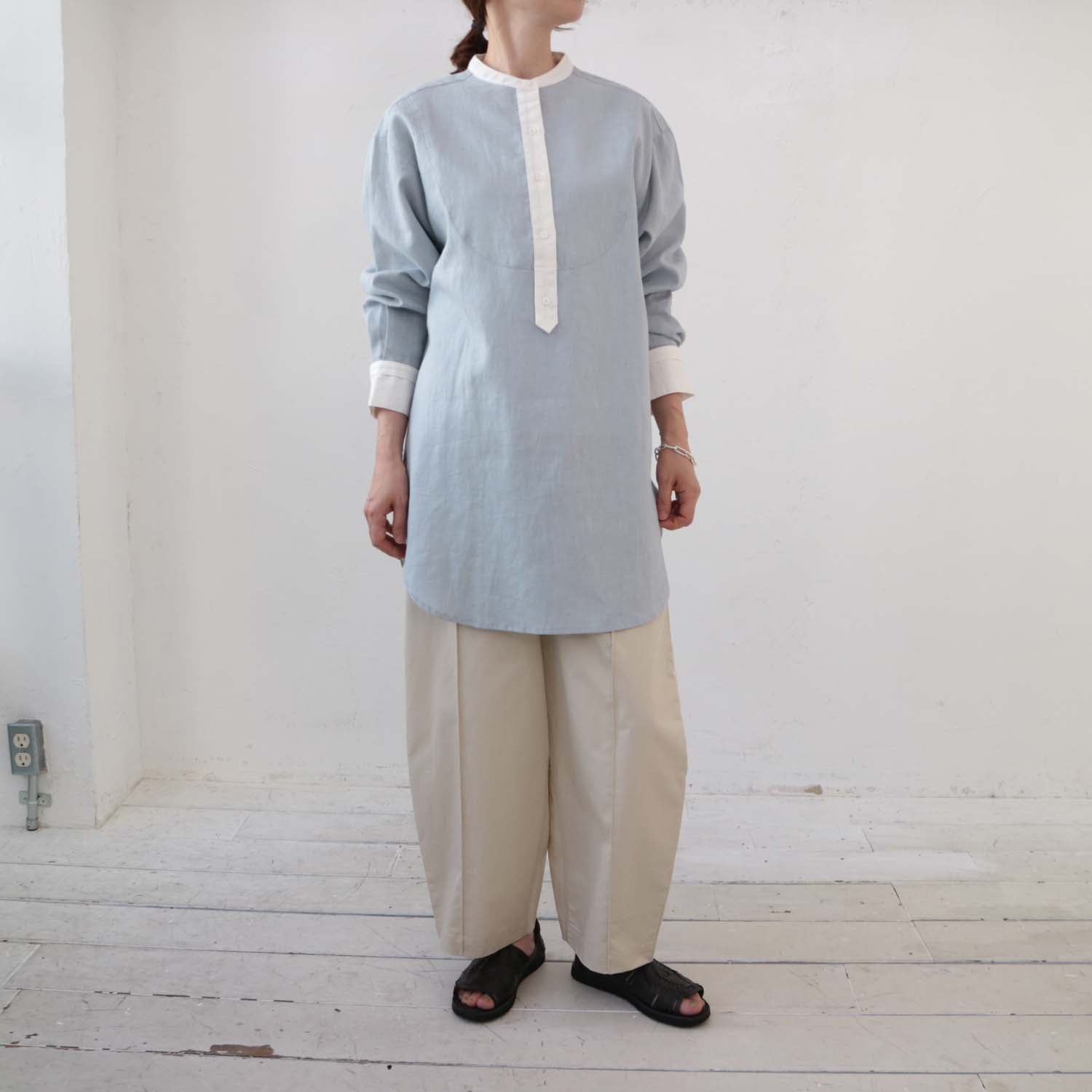 doux bleu ラミークレリックチュニックシャツ DB-2413-023