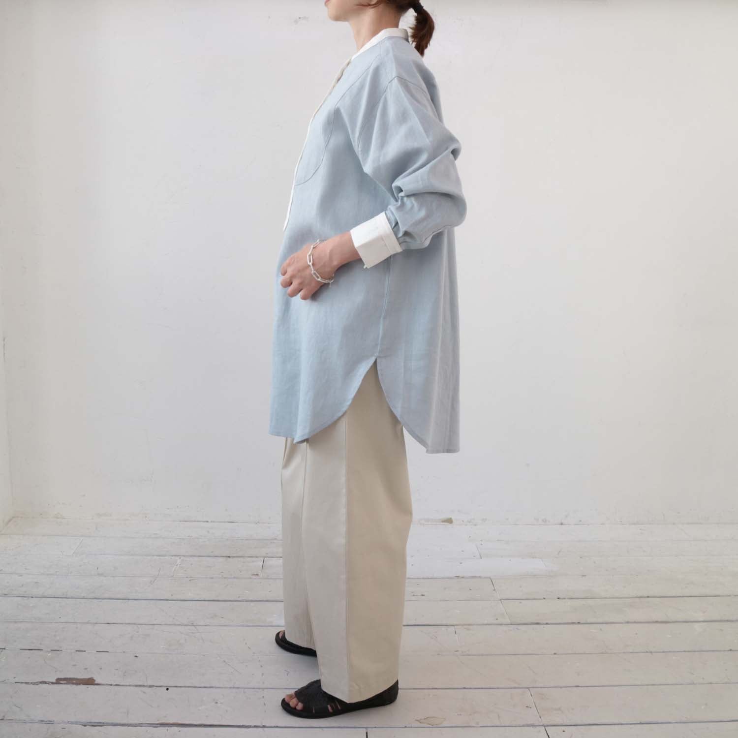 doux bleu ラミークレリックチュニックシャツ DB-2413-023