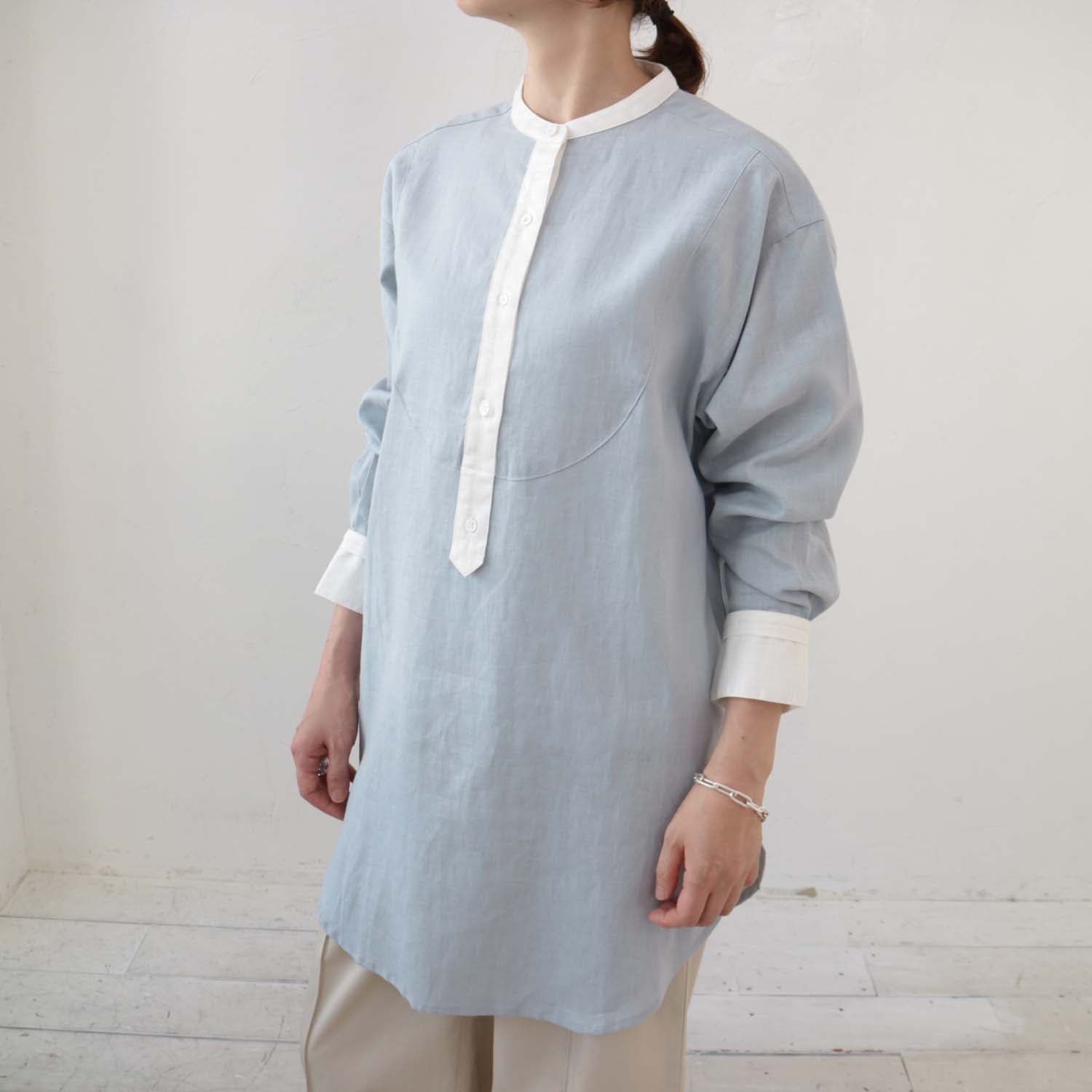 doux bleu ラミークレリックチュニックシャツ DB-2413-023