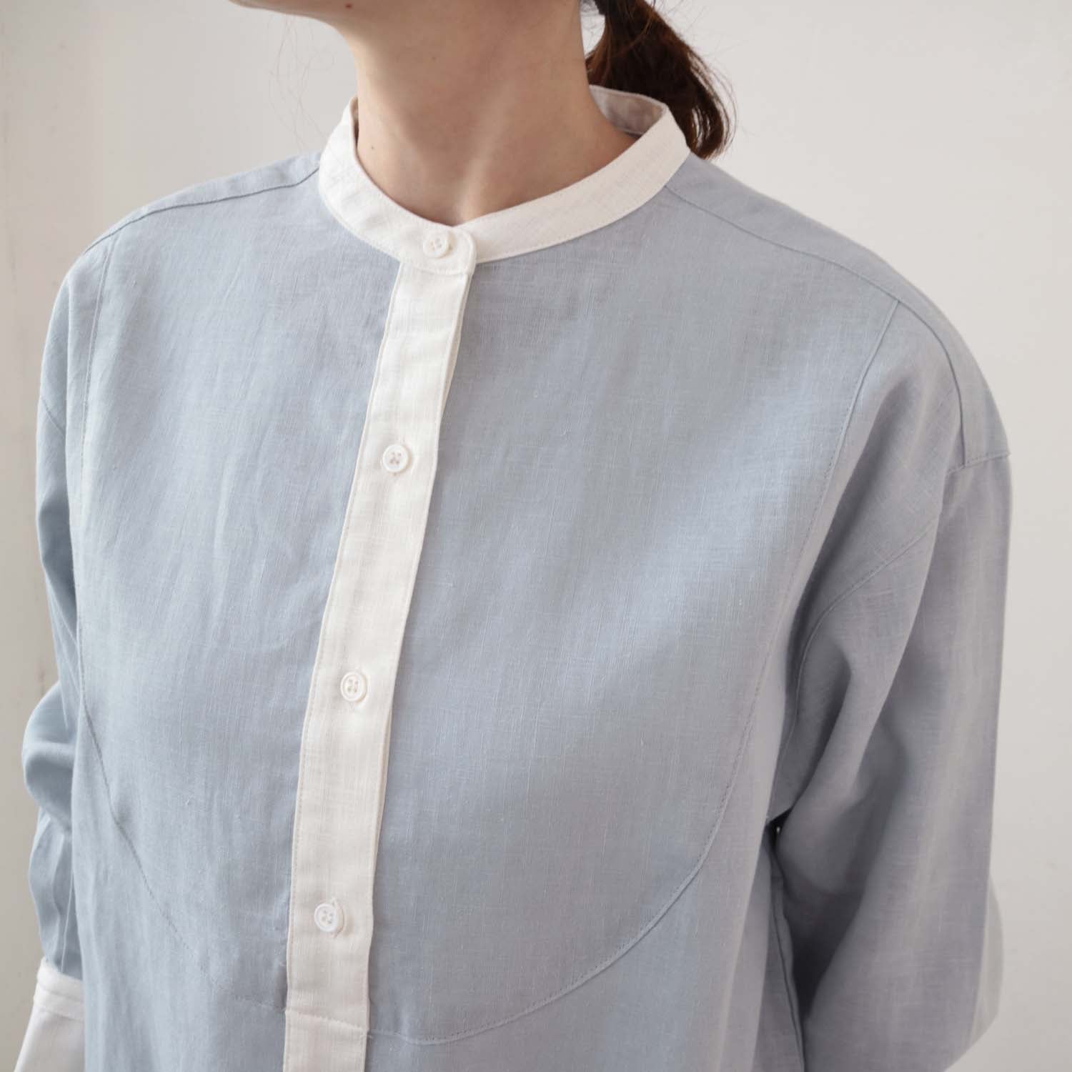 doux bleu ラミークレリックチュニックシャツ DB-2413-023
