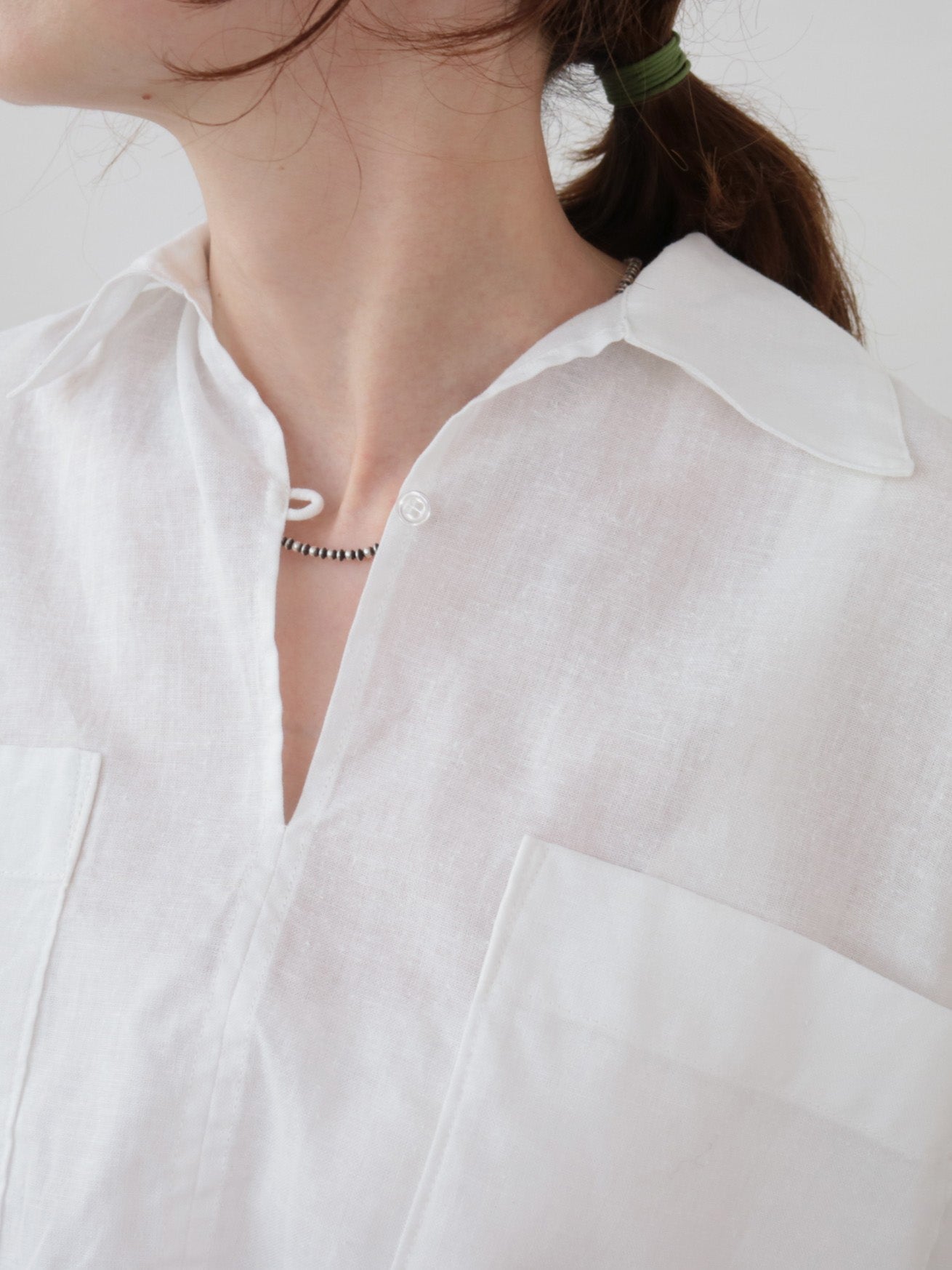 doux bleu シアーラミー スキッパーブラウス DB-2623-057