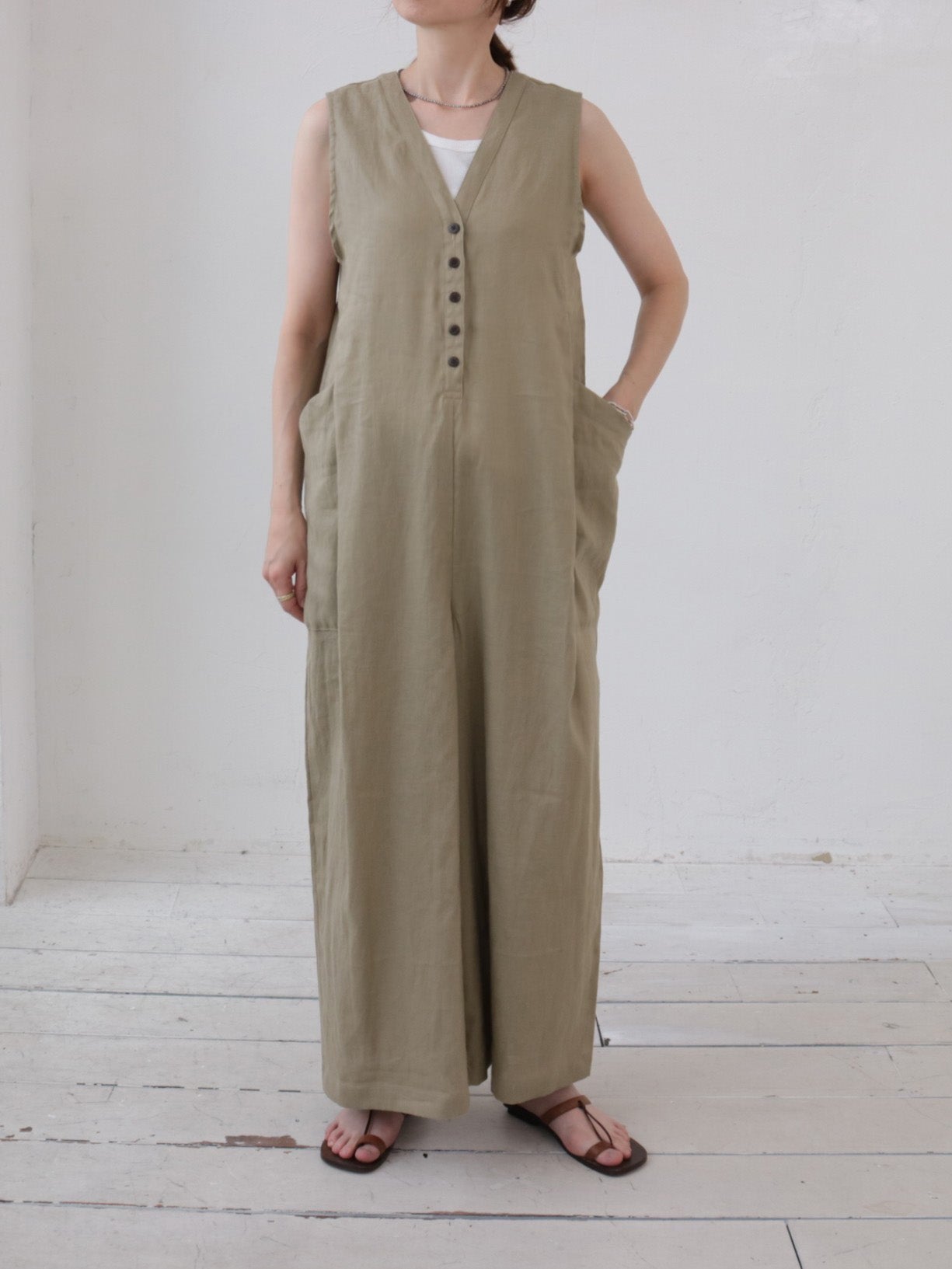 doux bleu コットンリネン サロペット DB-2625-083