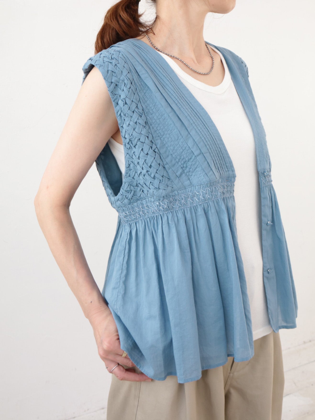 doux bleu コットンボイル/スモッキングベスト DB-2628-064