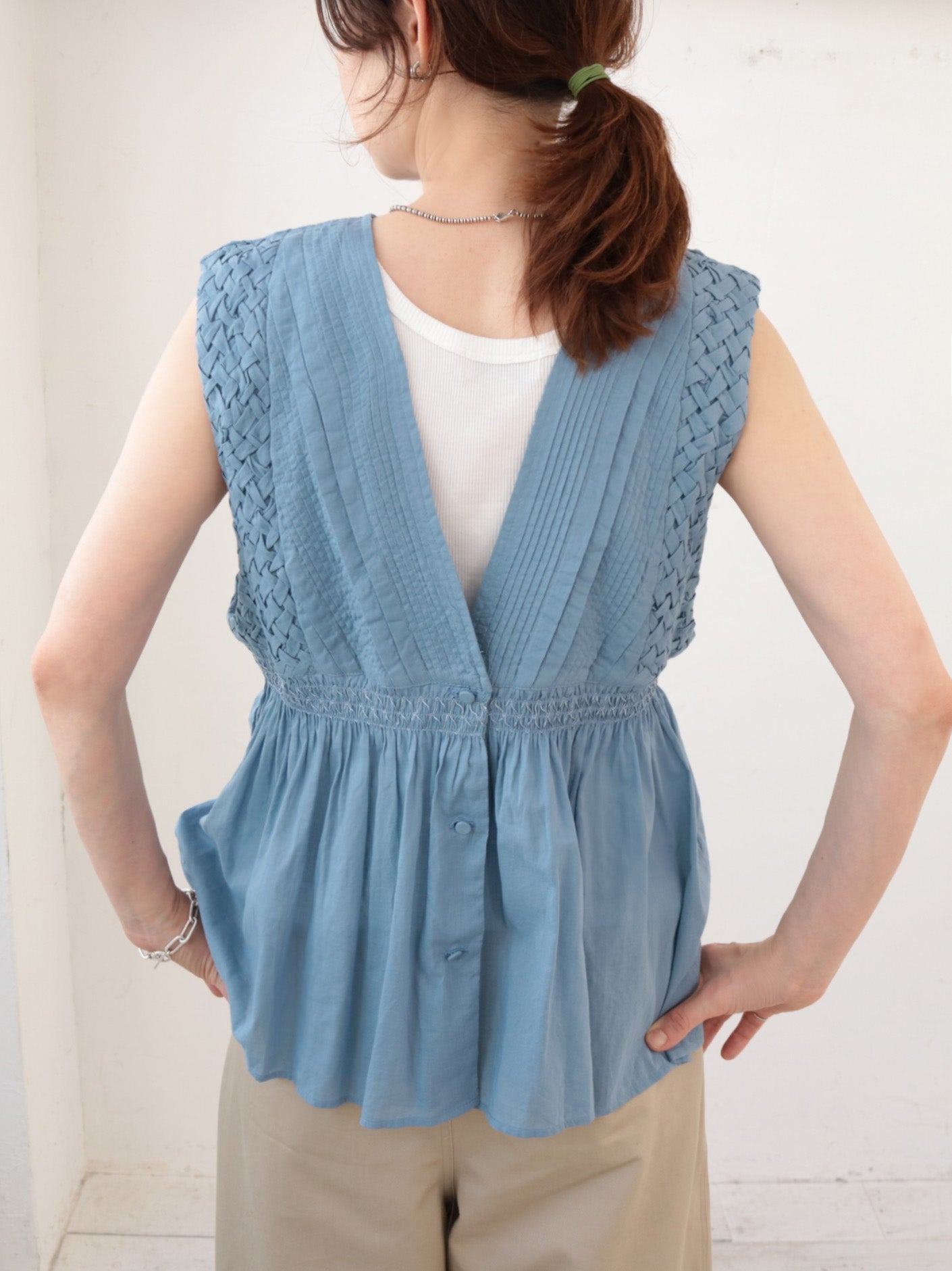 doux bleu コットンボイル/スモッキングベスト DB-2628-064