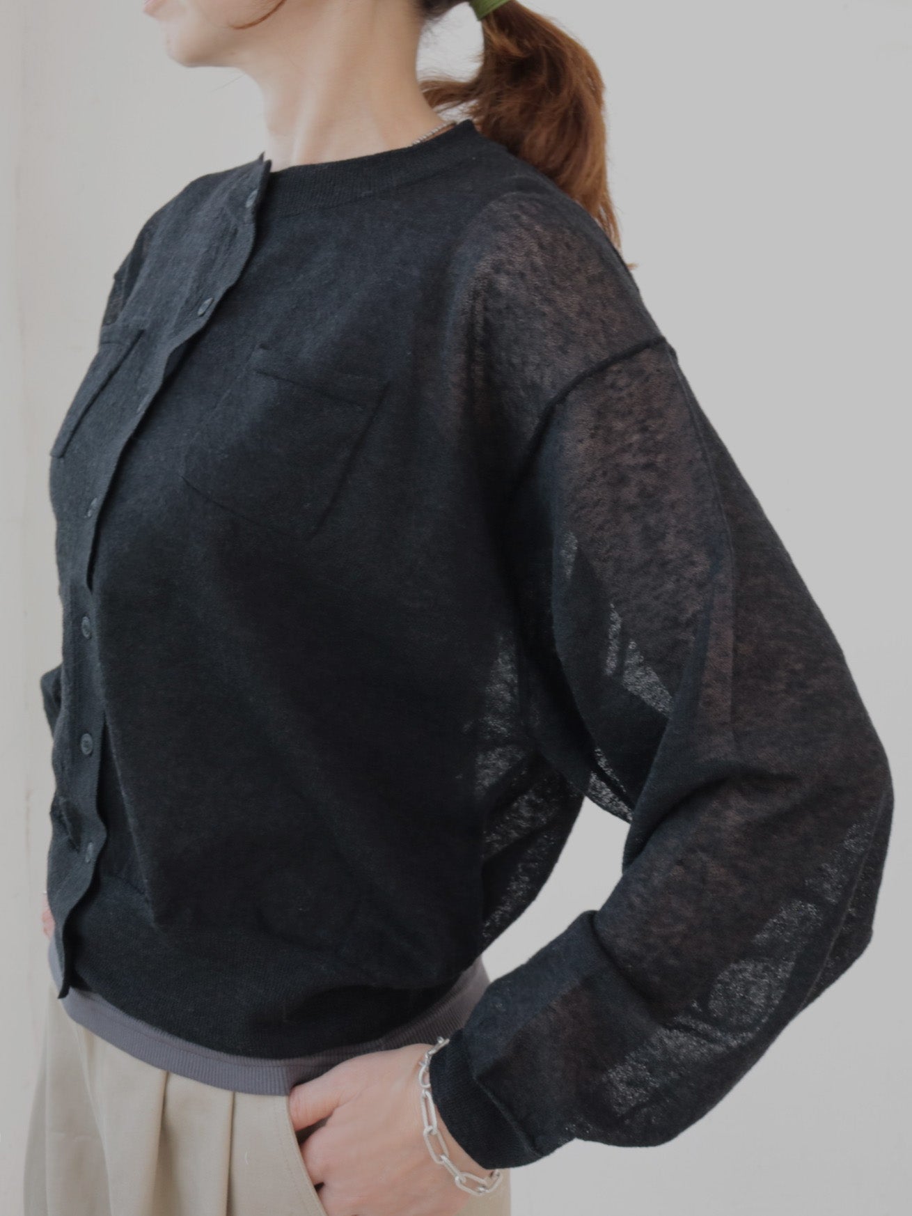 doux bleu シアーポケット カーディガン DB-2622-071