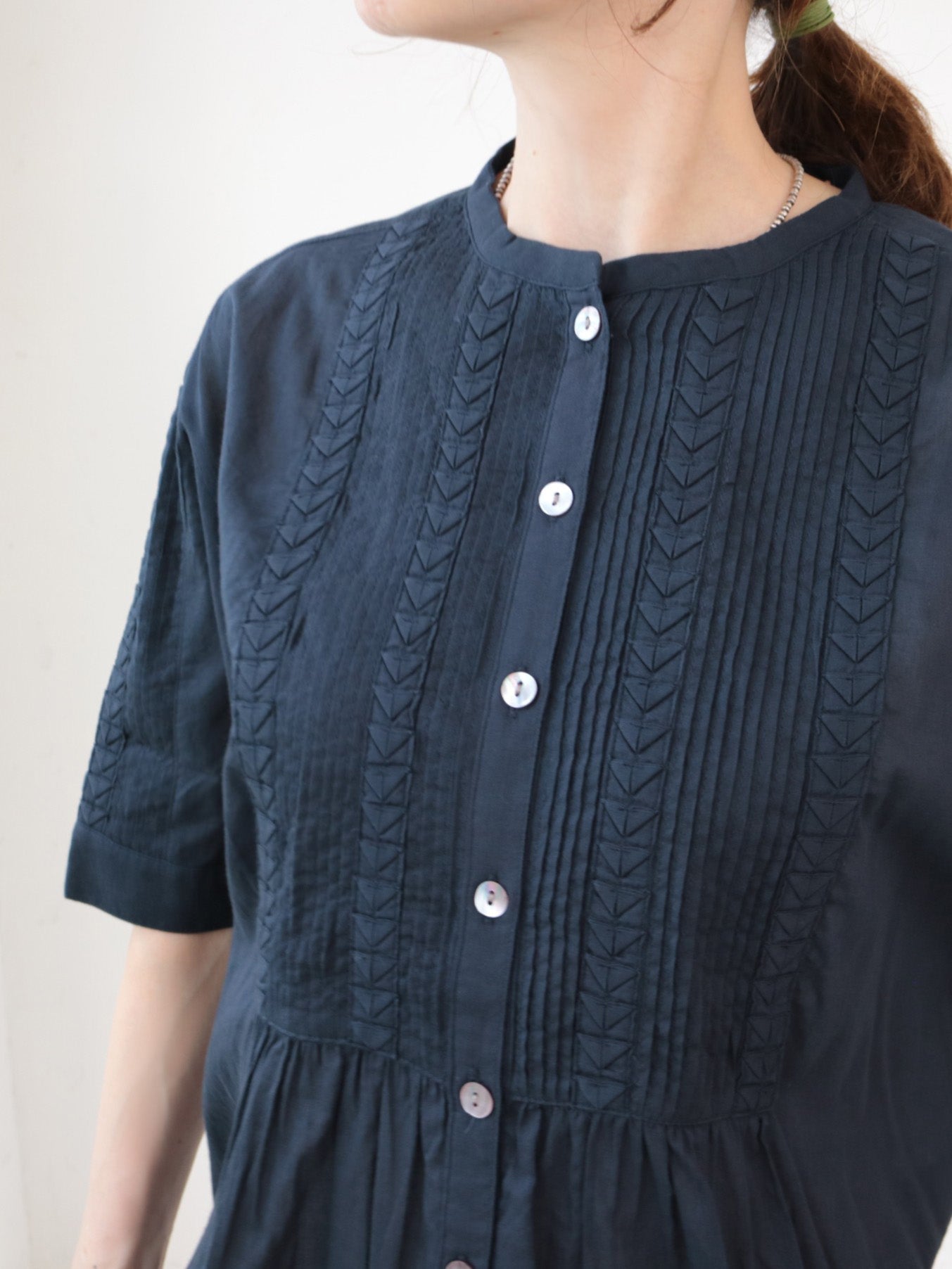 doux bleu コットンボイル/ピンタックブラウス DB-2623-063
