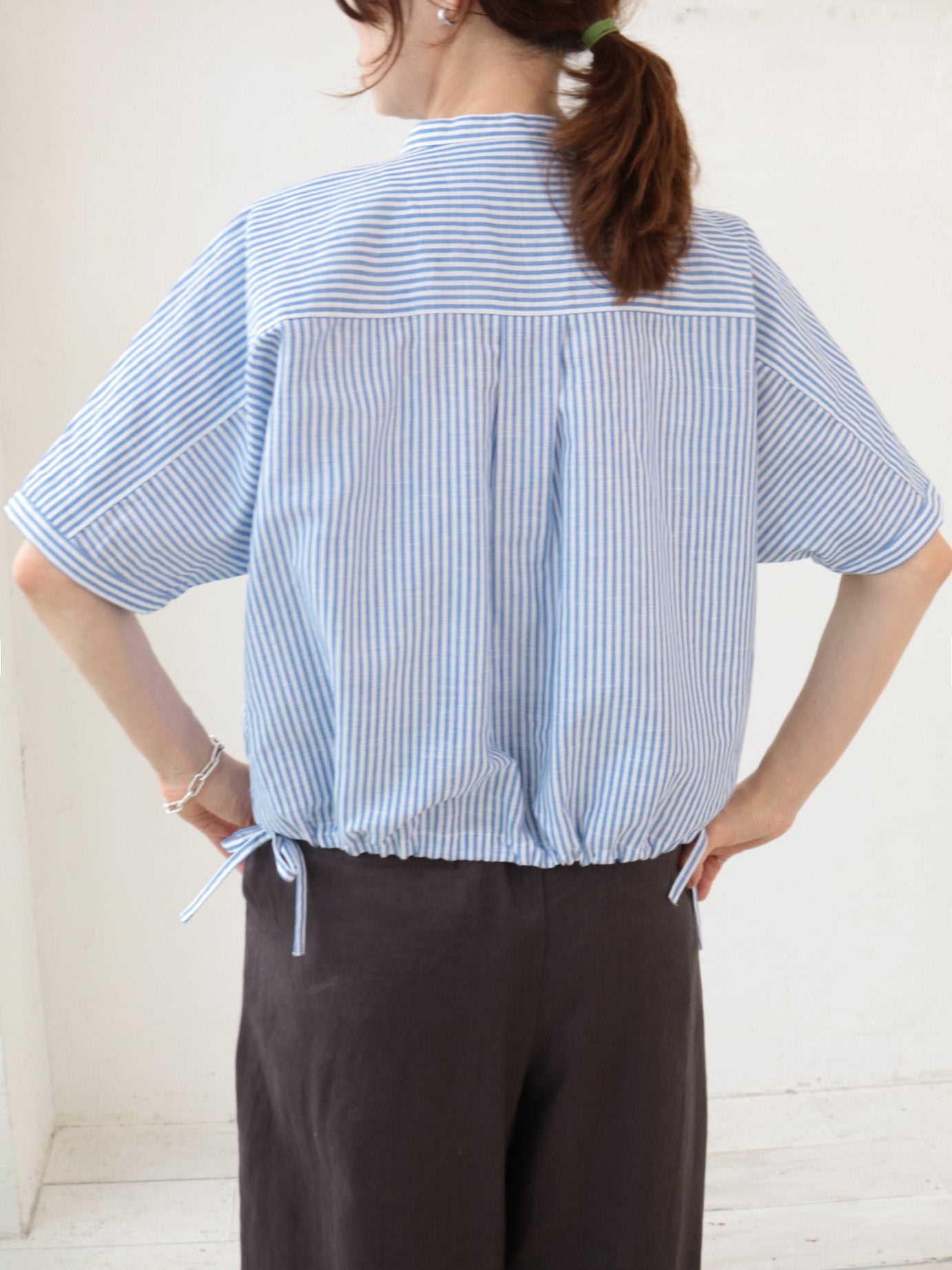 doux bleu リネンコットン ストライプシャツ DB-2623-080