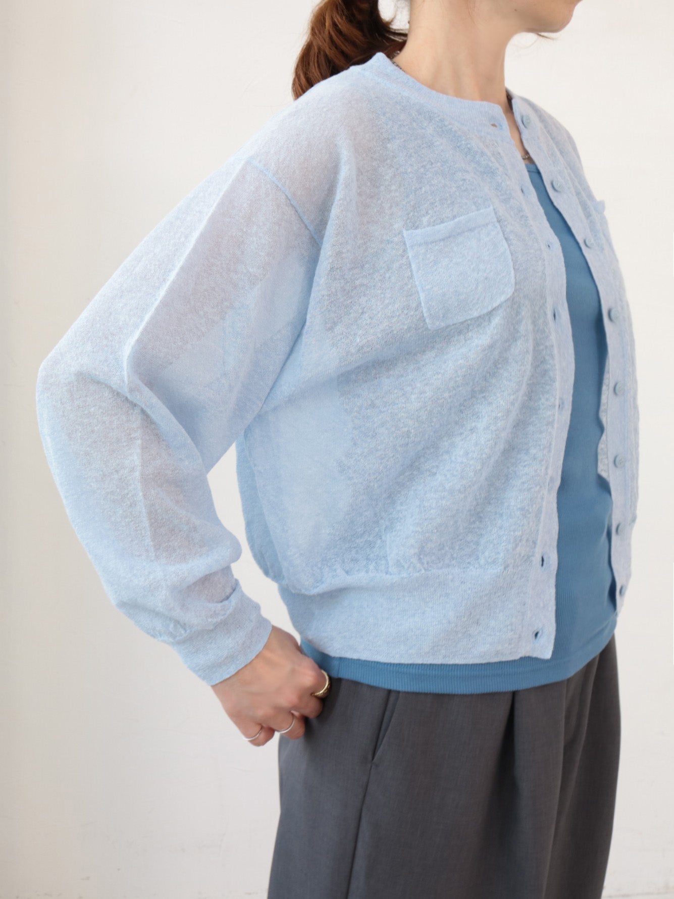 doux bleu シアーポケット カーディガン DB-2622-071