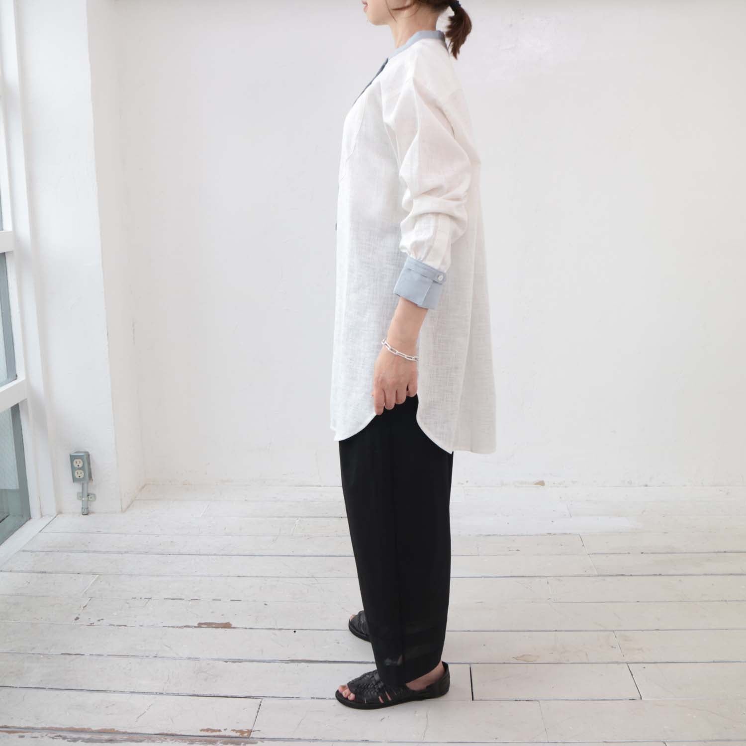 doux bleu ラミークレリックチュニックシャツ DB-2413-023