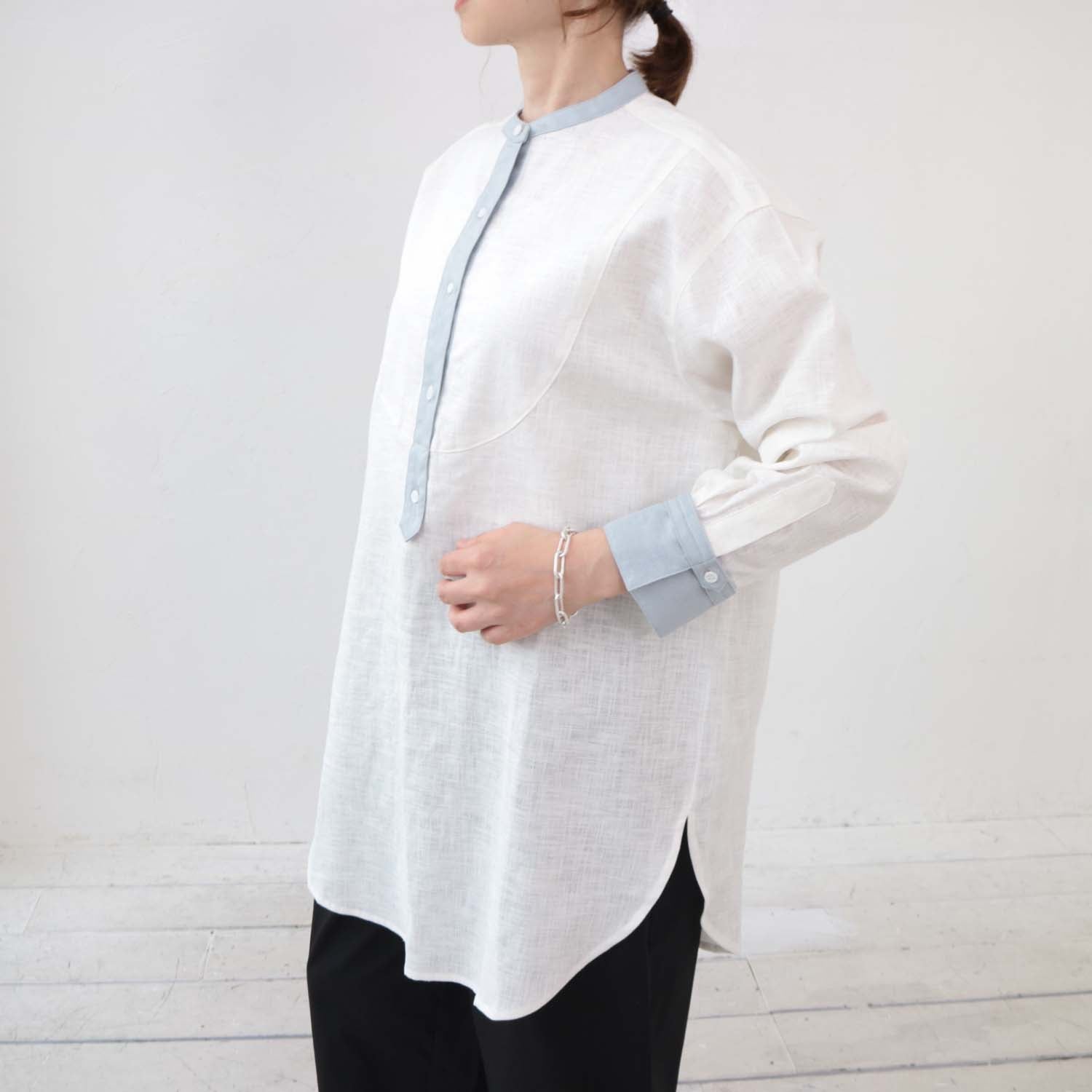 doux bleu ラミークレリックチュニックシャツ DB-2413-023