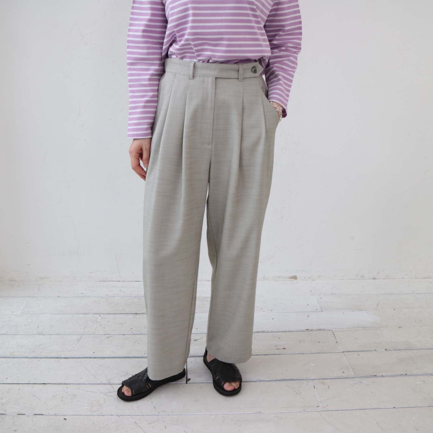 doux bleu ワイドストレートタックパンツ DB-2415-003