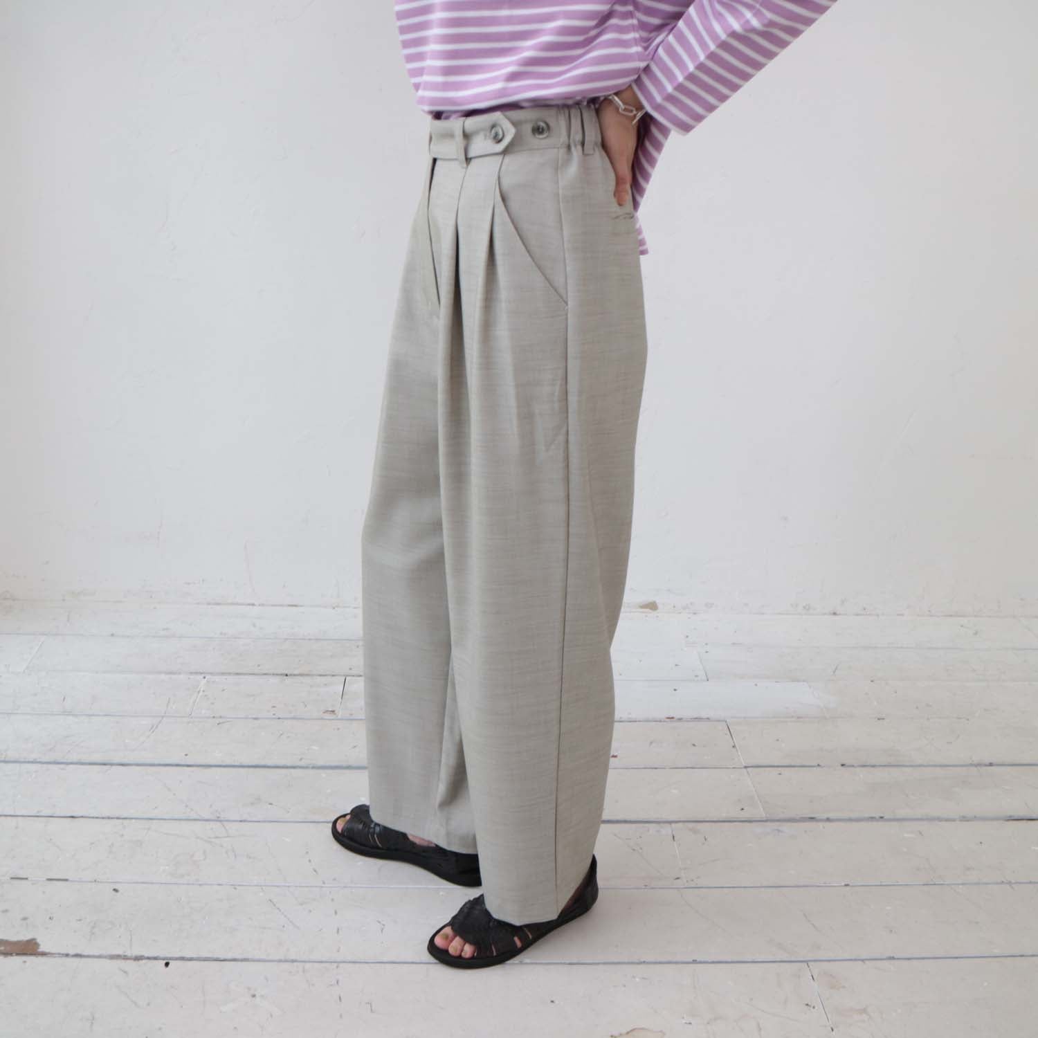 doux bleu ワイドストレートタックパンツ DB-2415-003