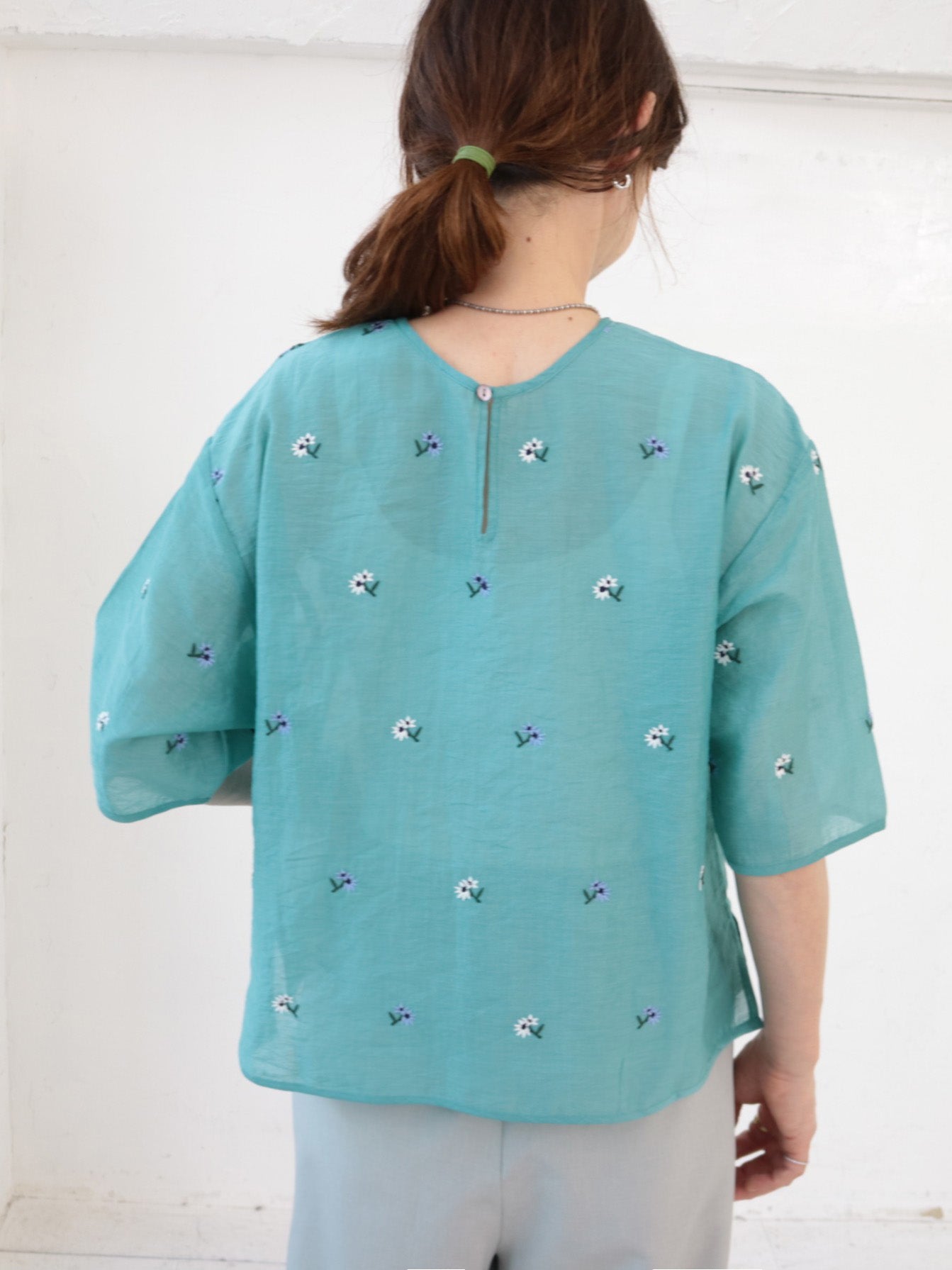 doux bleu シアー刺繍ブラウス DB-2623-075