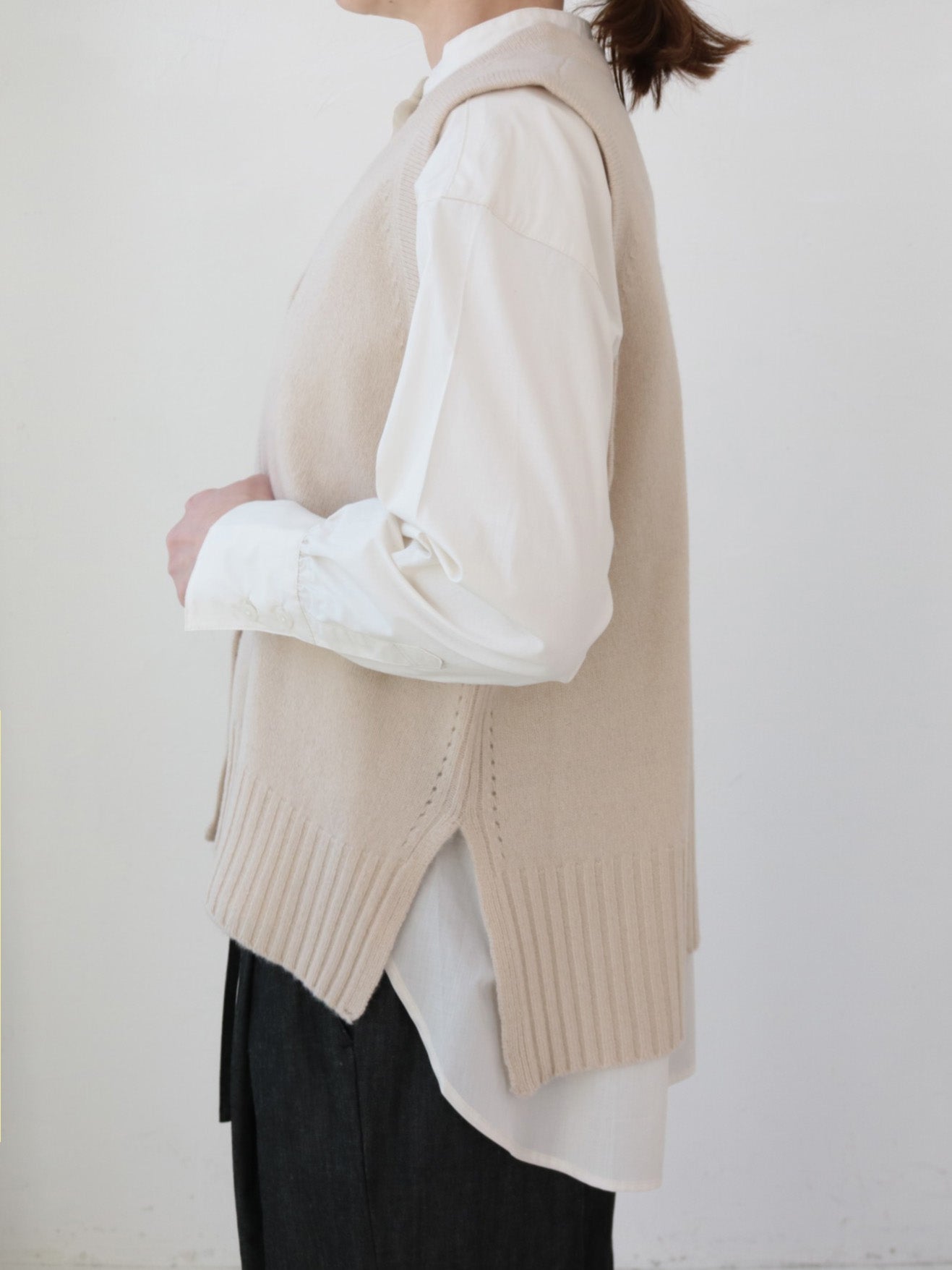 doux bleu EXファインメリノウール ニットベスト DB-2548-032