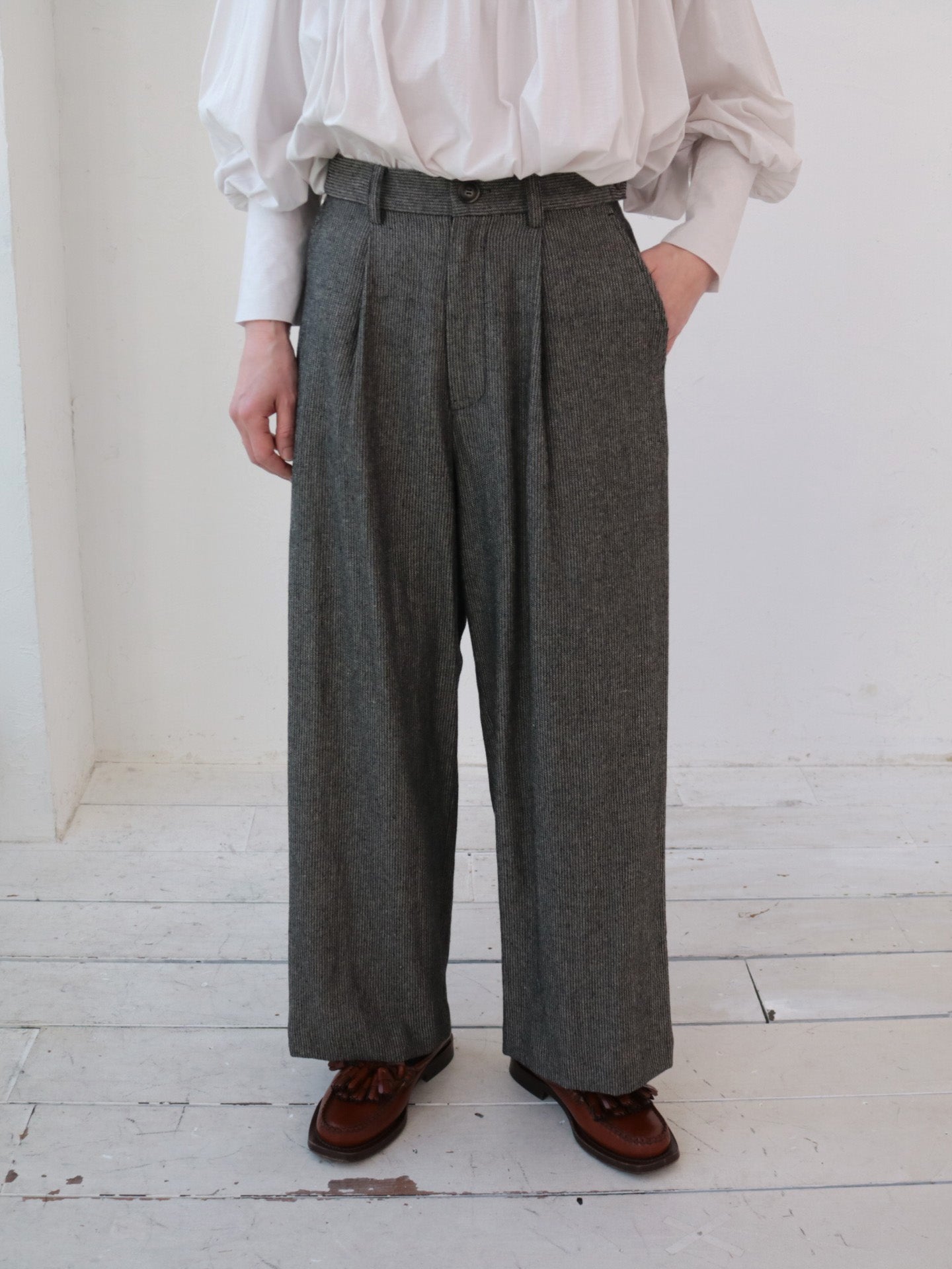 doux bleu リネンレーヨン ストライプパンツ DB-2545-015