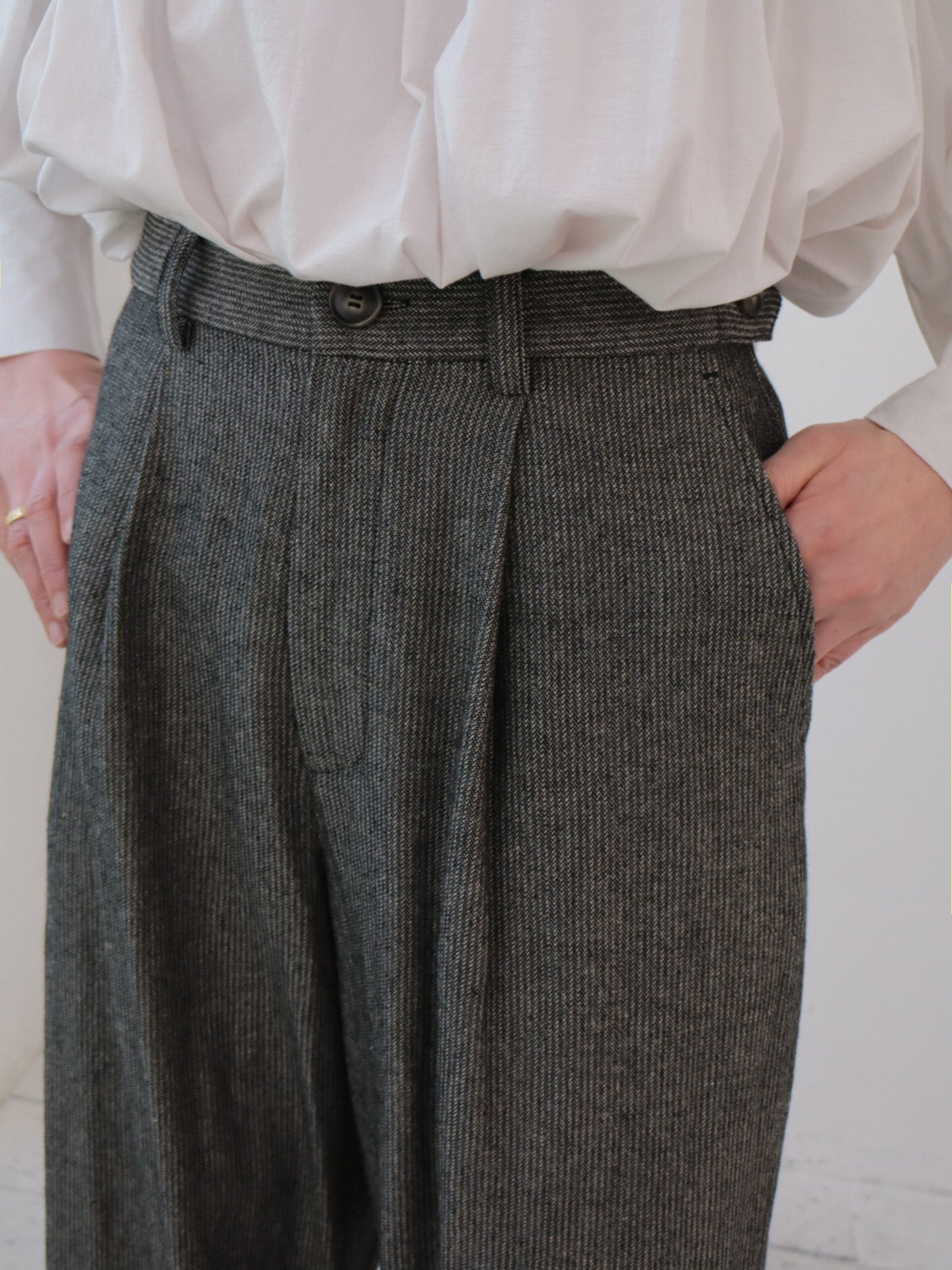 doux bleu リネンレーヨン ストライプパンツ DB-2545-015