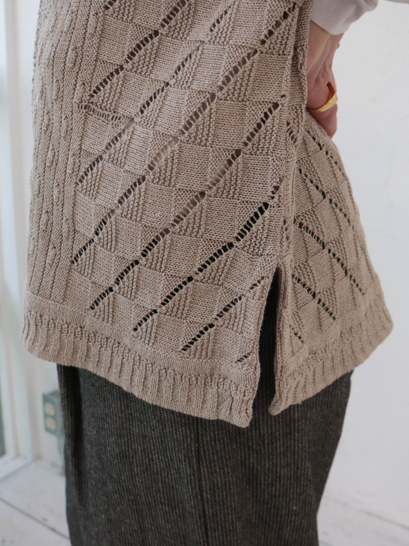 doux bleu オープンワーク ニットベスト DB-2548-022