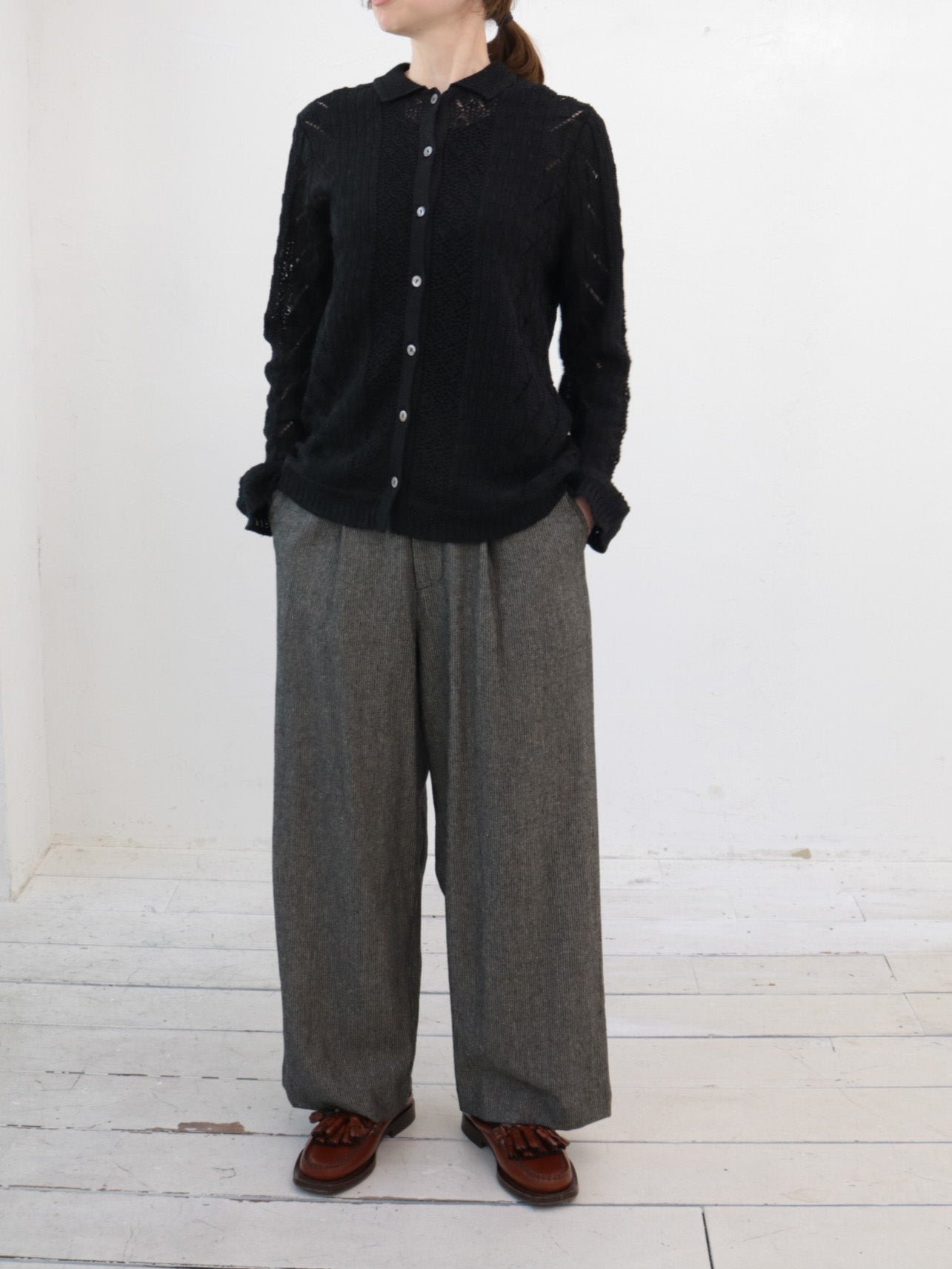 doux bleu オープンワーク ニットシャツ DB-2542-021