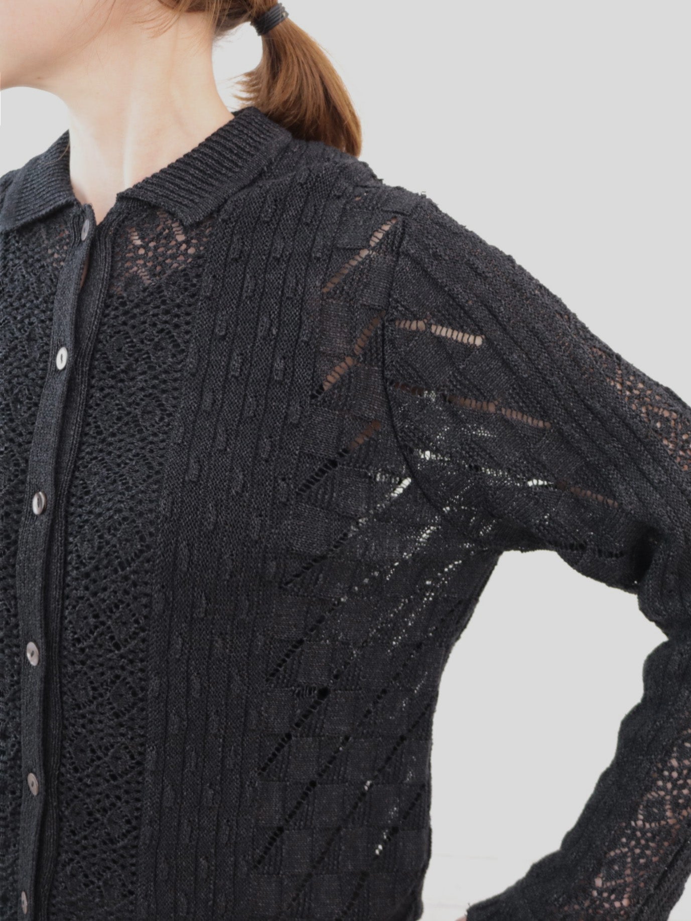 doux bleu オープンワーク ニットシャツ DB-2542-021