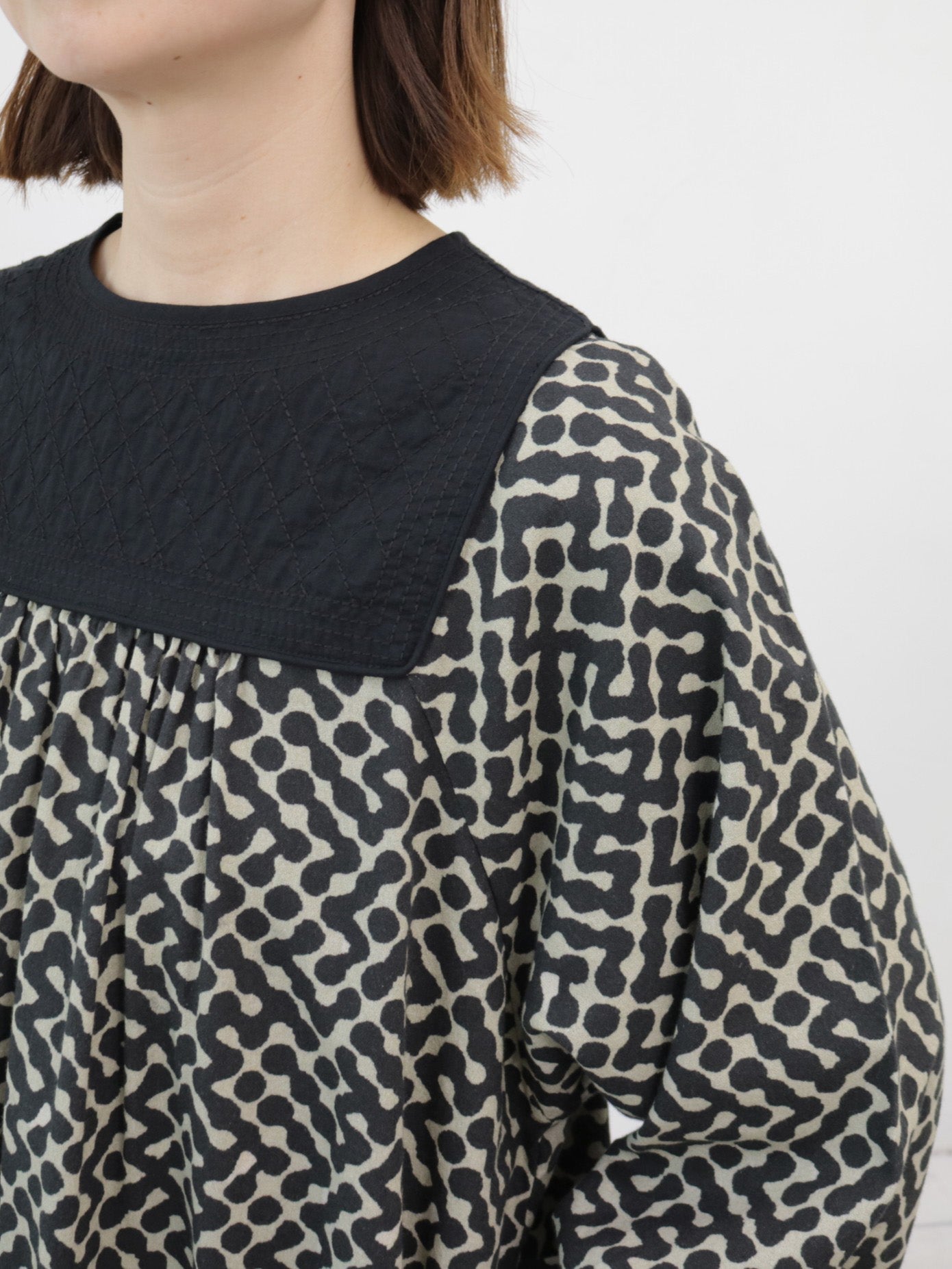 doux bleu インドプリント キルトヨークワンピース DB-2544-008