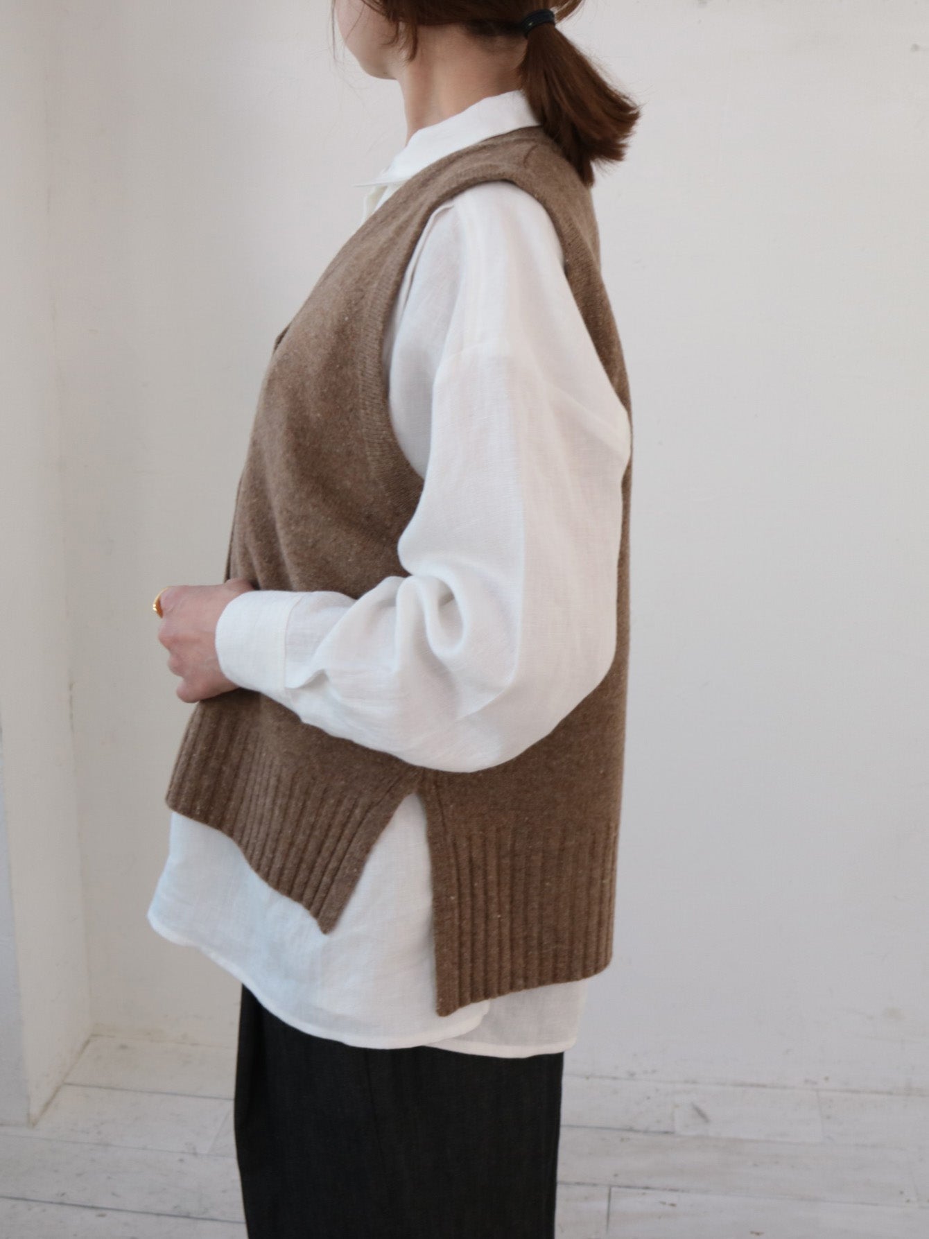 doux bleu EXファインメリノウール ニットベスト DB-2548-032