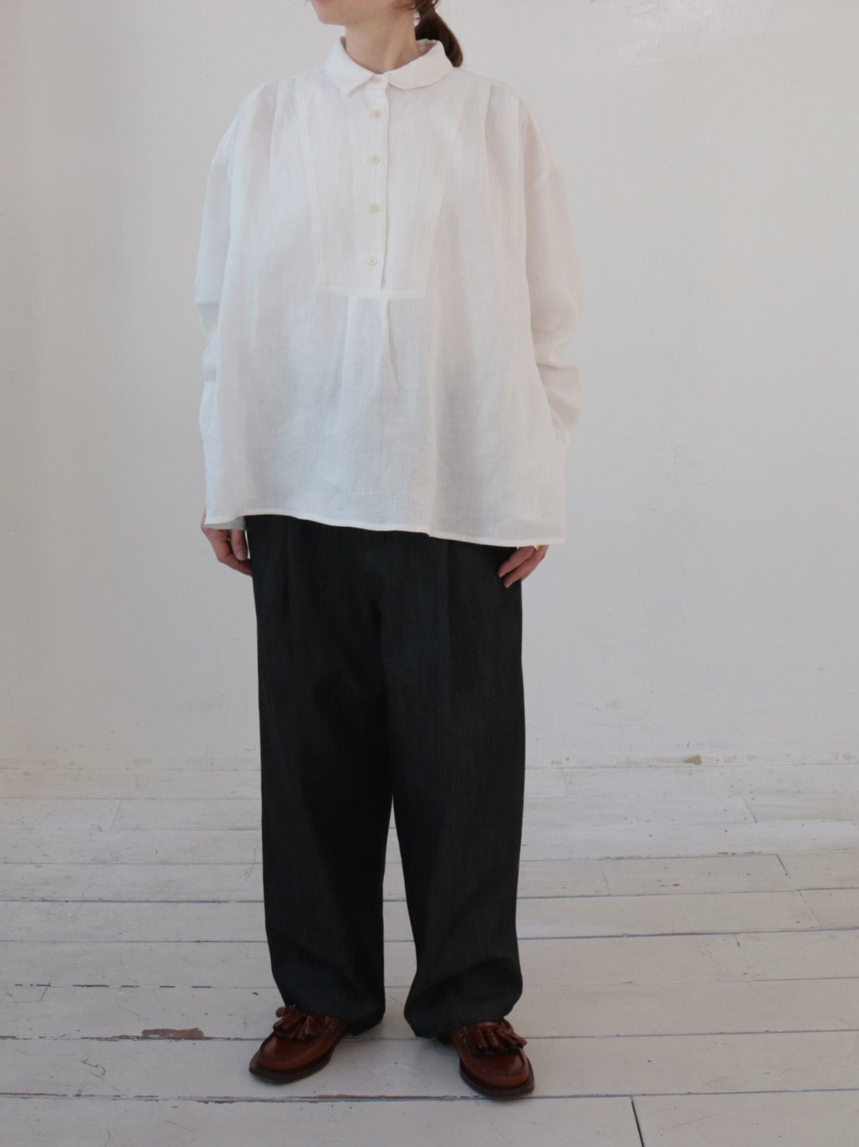 doux bleu リネンヨーク ワイドプルオーバーブラウス DB-2543-011