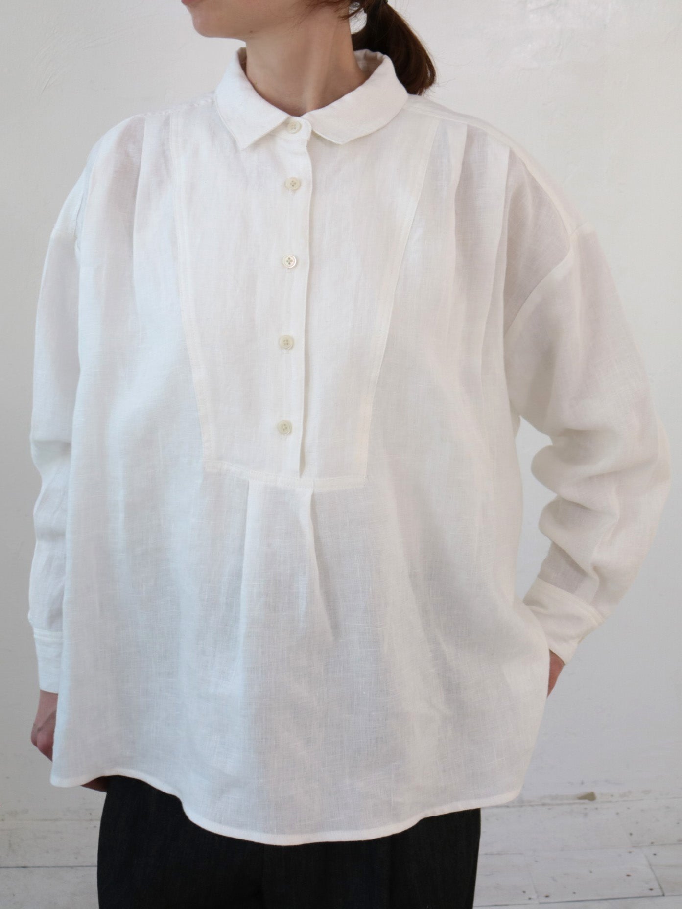 doux bleu リネンヨーク ワイドプルオーバーブラウス DB-2543-011