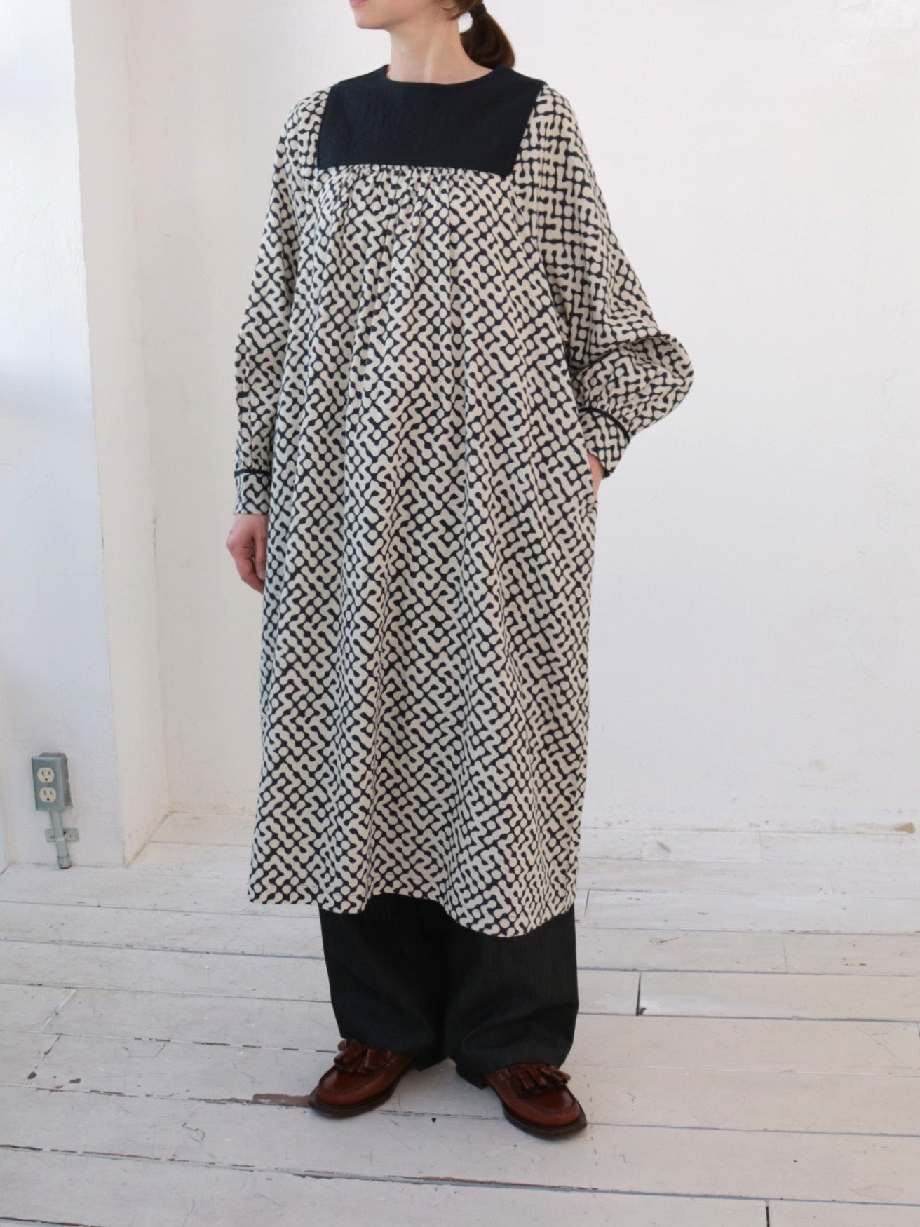 doux bleu インドプリント キルトヨークワンピース DB-2544-008