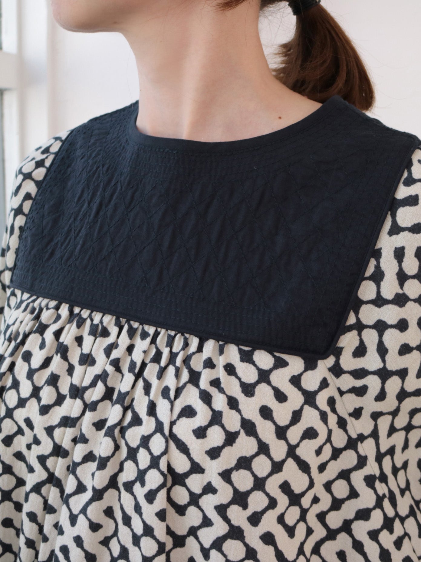 doux bleu インドプリント キルトヨークワンピース DB-2544-008