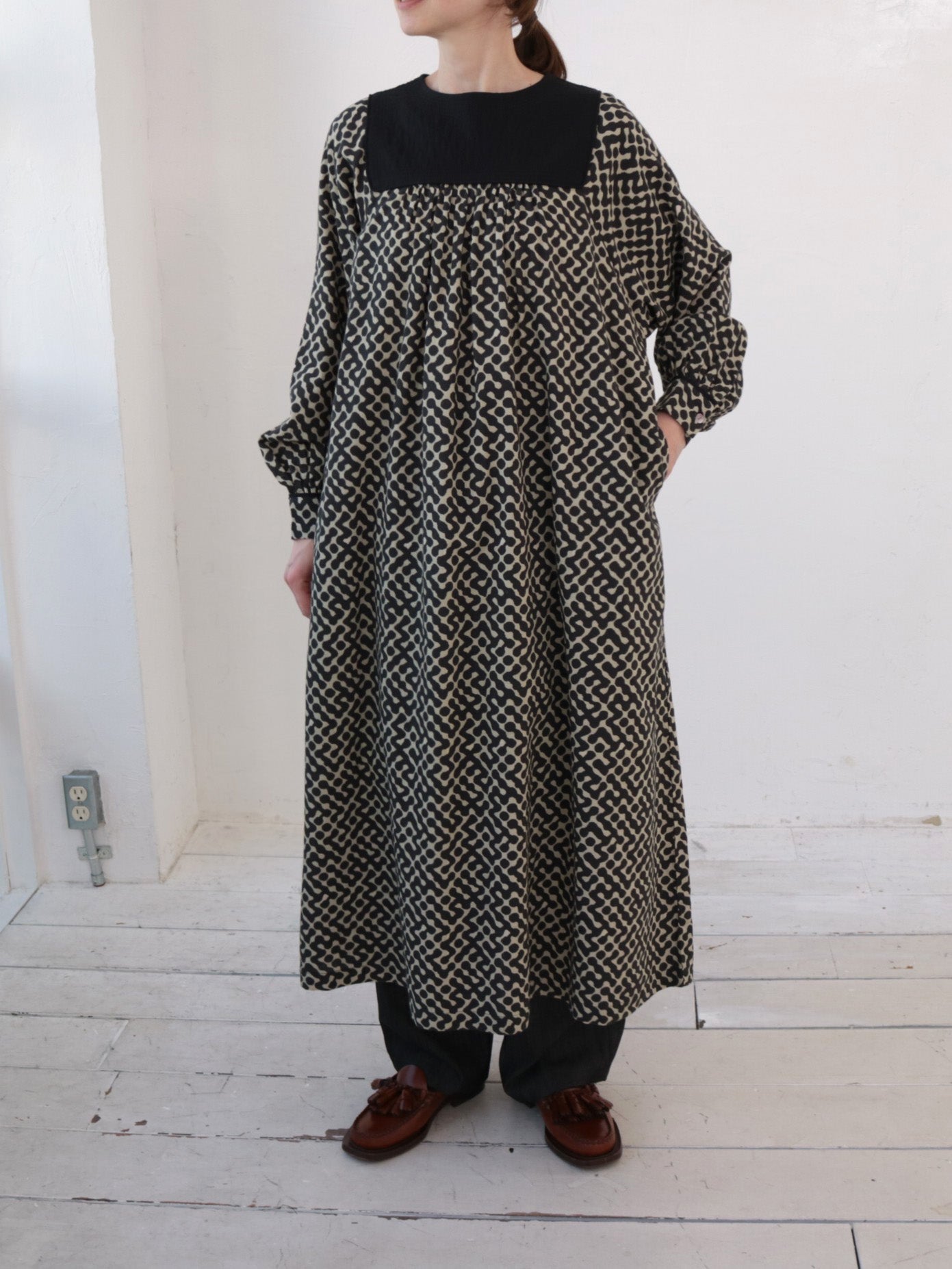 doux bleu インドプリント キルトヨークワンピース DB-2544-008