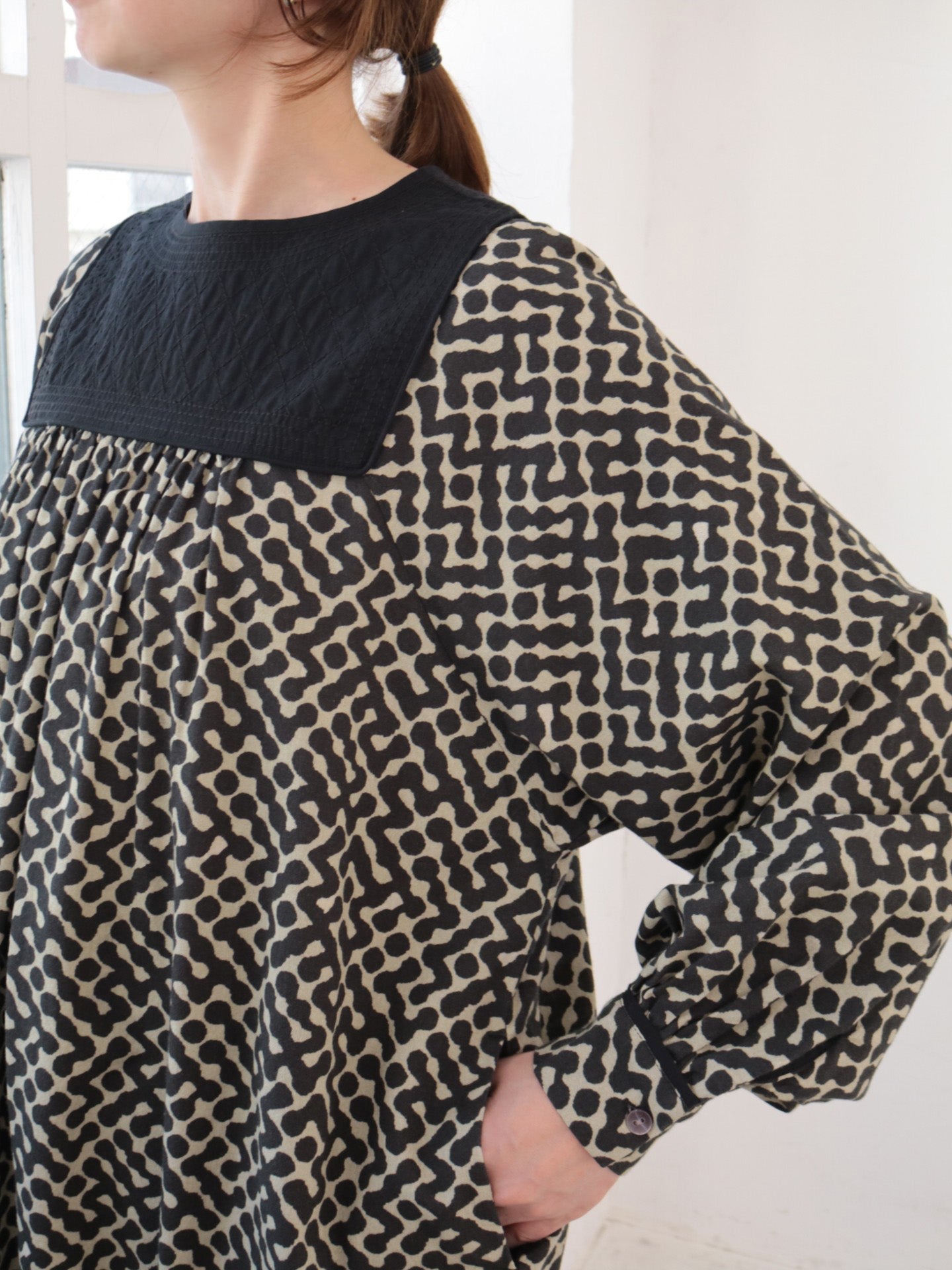 doux bleu インドプリント キルトヨークワンピース DB-2544-008