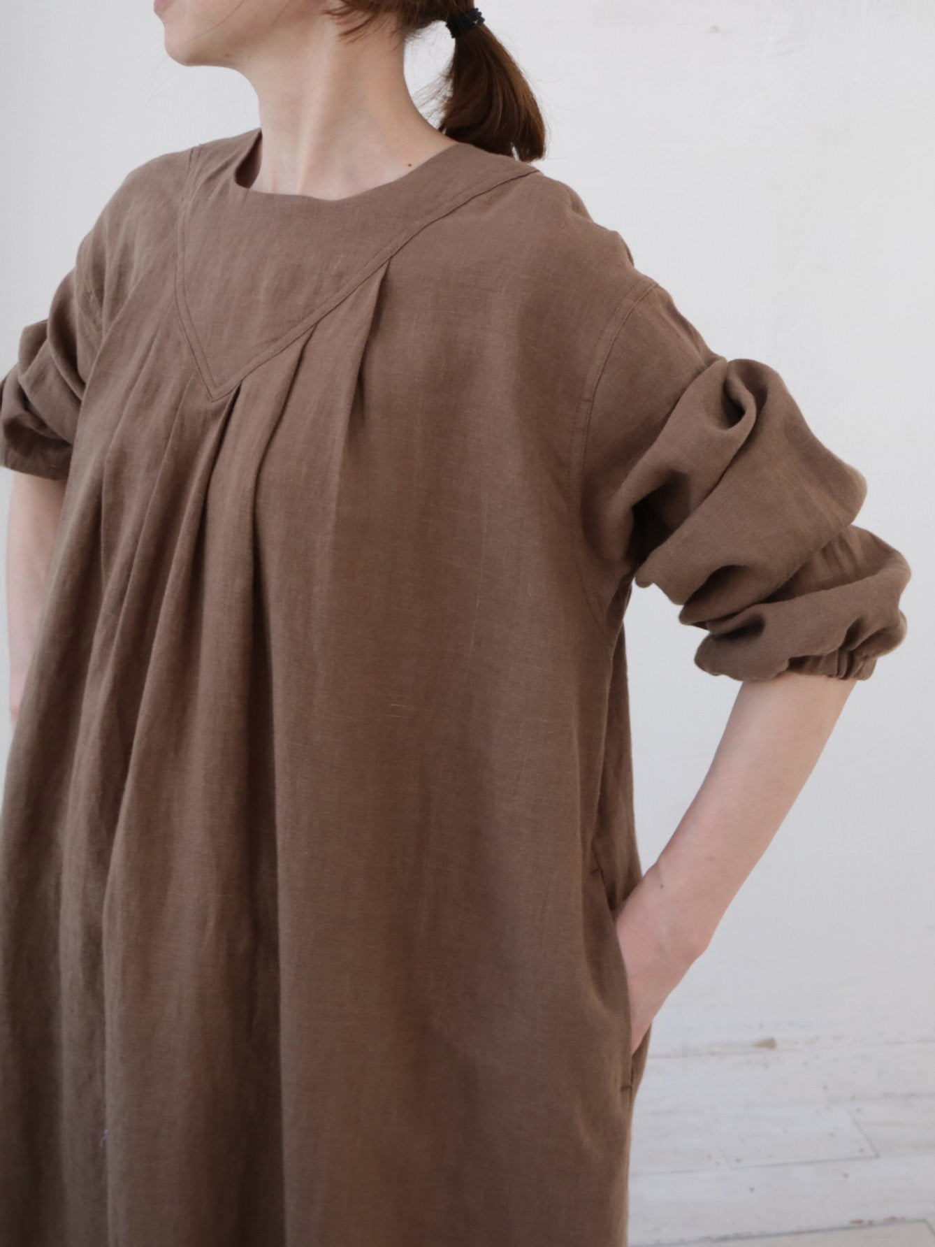 doux bleu リネンヨーク ワンピース DB-2544-013