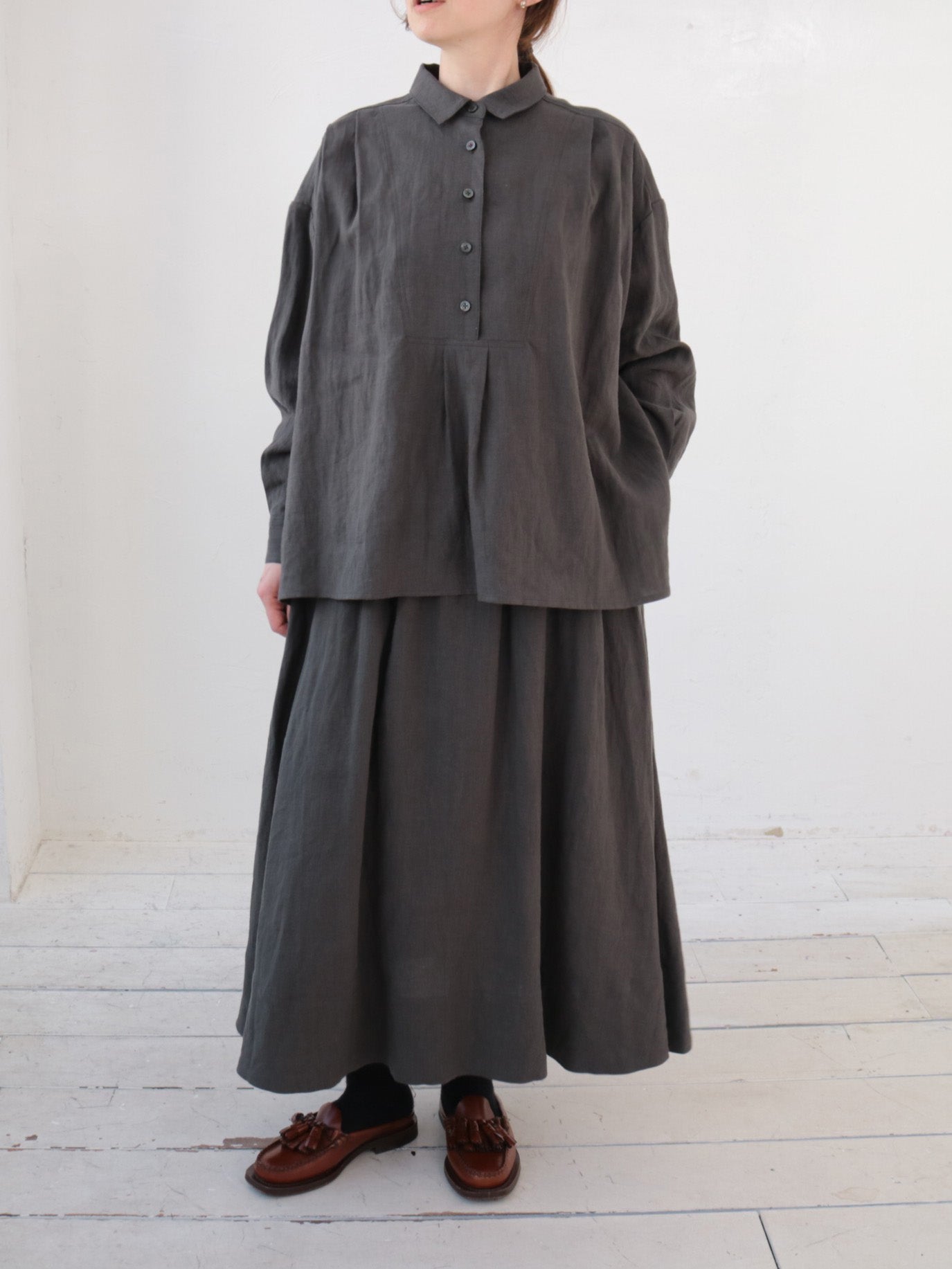 doux bleu リネンヨーク ワイドプルオーバーブラウス DB-2543-011